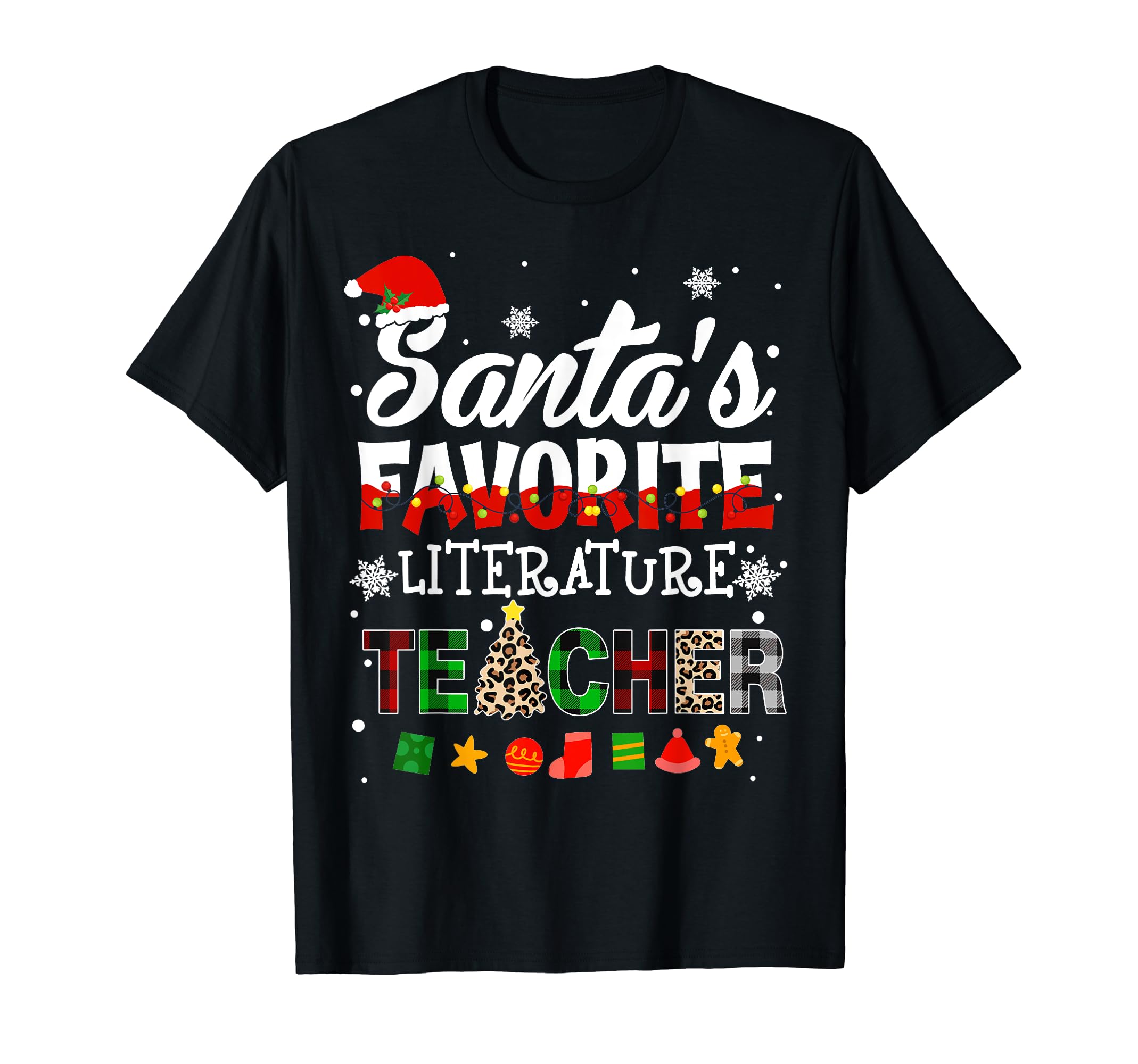 Santa Favorite Literature Teacher Matching T-Shirt - Trendy Graphic Unisex - T-Shirt, Sweatshirt, Hoodie