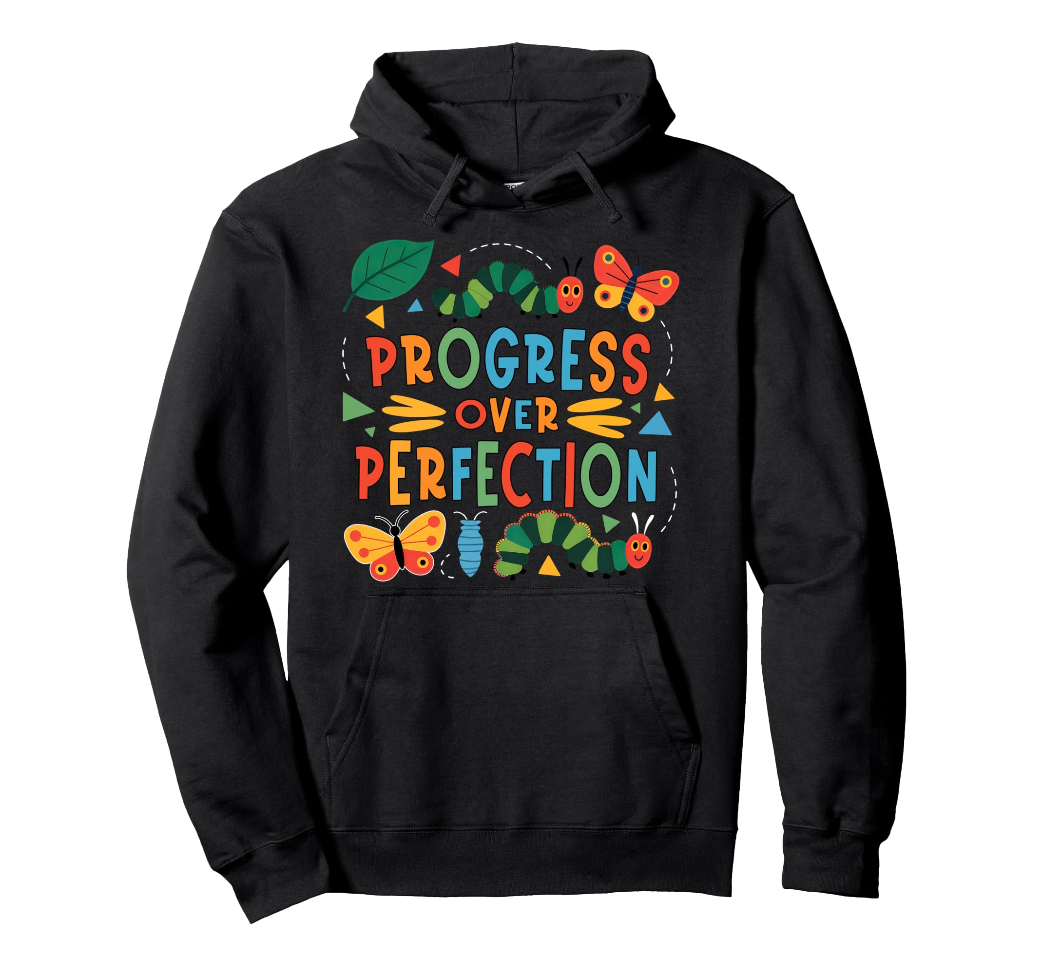 Progress Over Perfection Butterfly Autistic Hoodie - Unique Graphic Unisex - T-Shirt, Sweatshirt, Hoodie