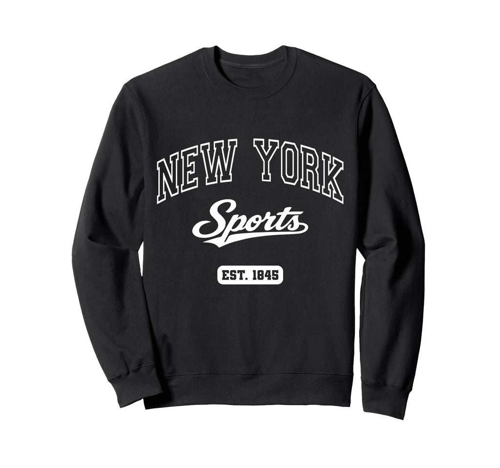 Ny New York Sports White Text Sweatshirt - Graphic Print Unisex - T-Shirt, Sweatshirt, Hoodie