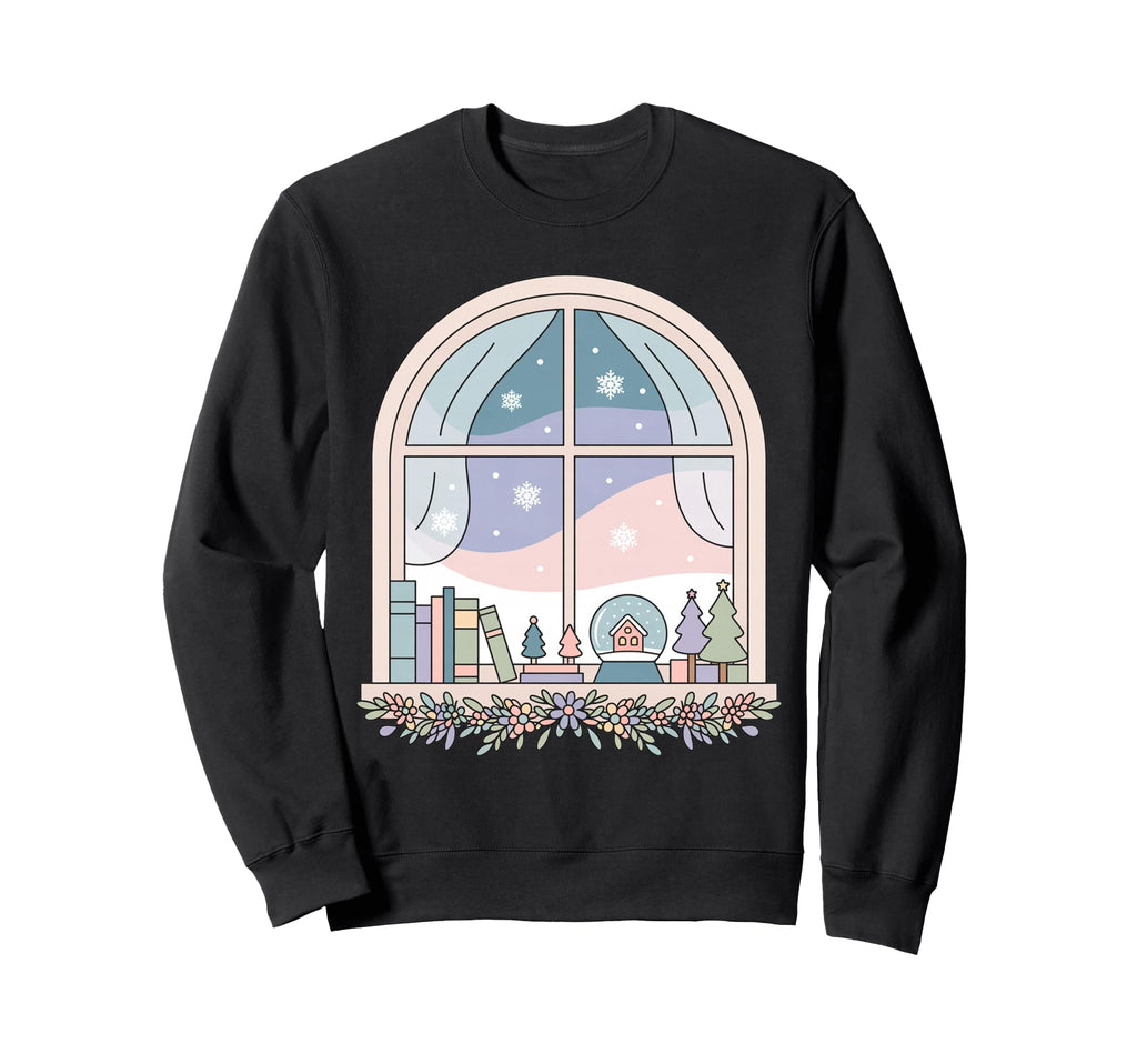 Cozy Winter Book Lover Art Sweatshirt - Minimalist Print for Adults - T-Shirt, Sweatshirt, Hoodie