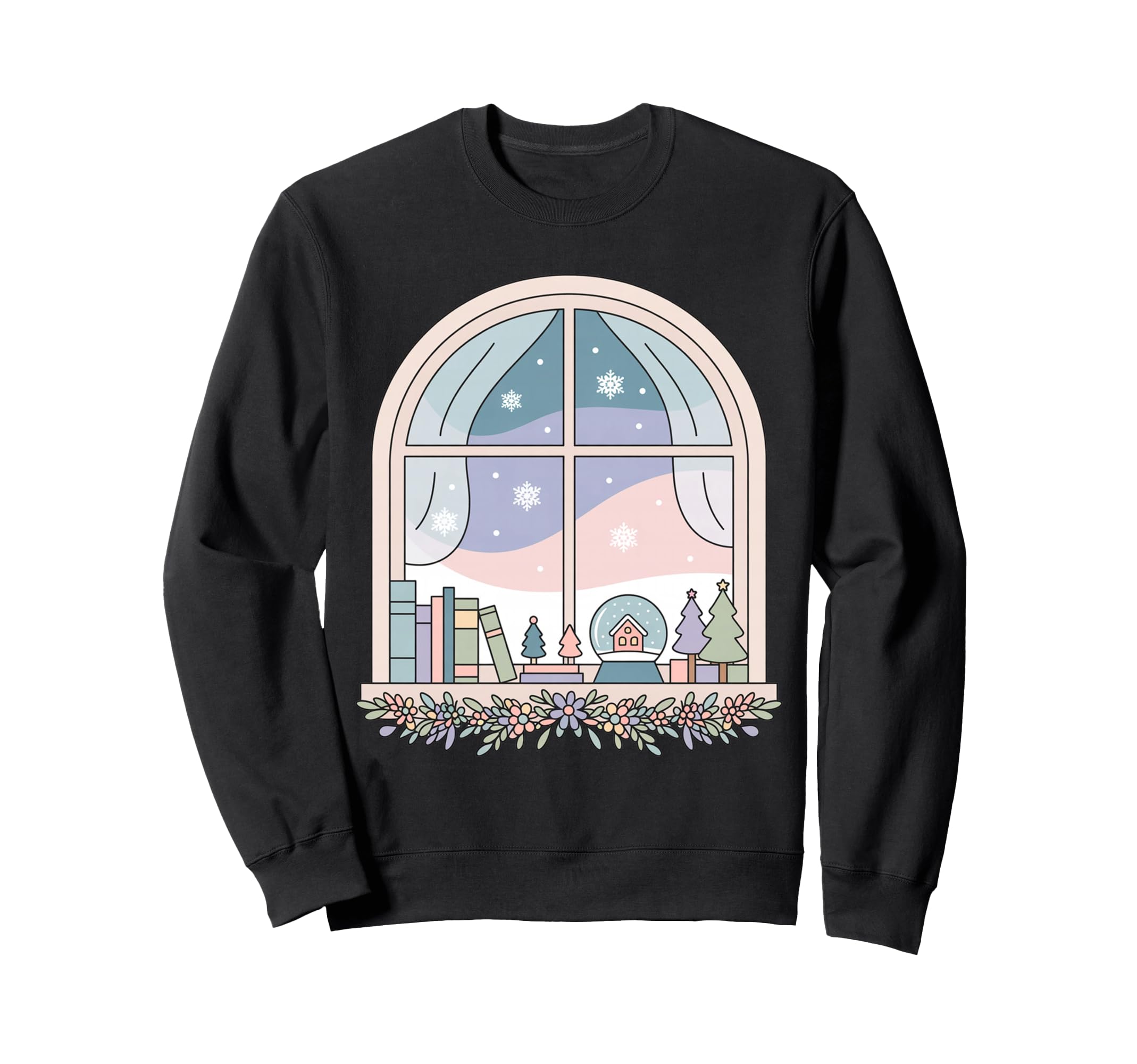 Cozy Winter Book Lover Art Sweatshirt - Minimalist Print for Adults - T-Shirt, Sweatshirt, Hoodie