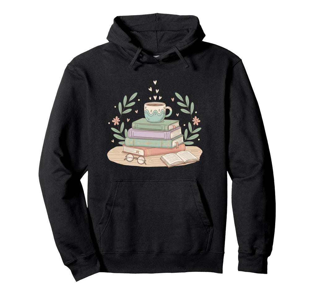 Book Lover Coffee Stack Reading Hoodie - Casual Everyday Wear for Adults - T-Shirt, Sweatshirt, Hoodie
