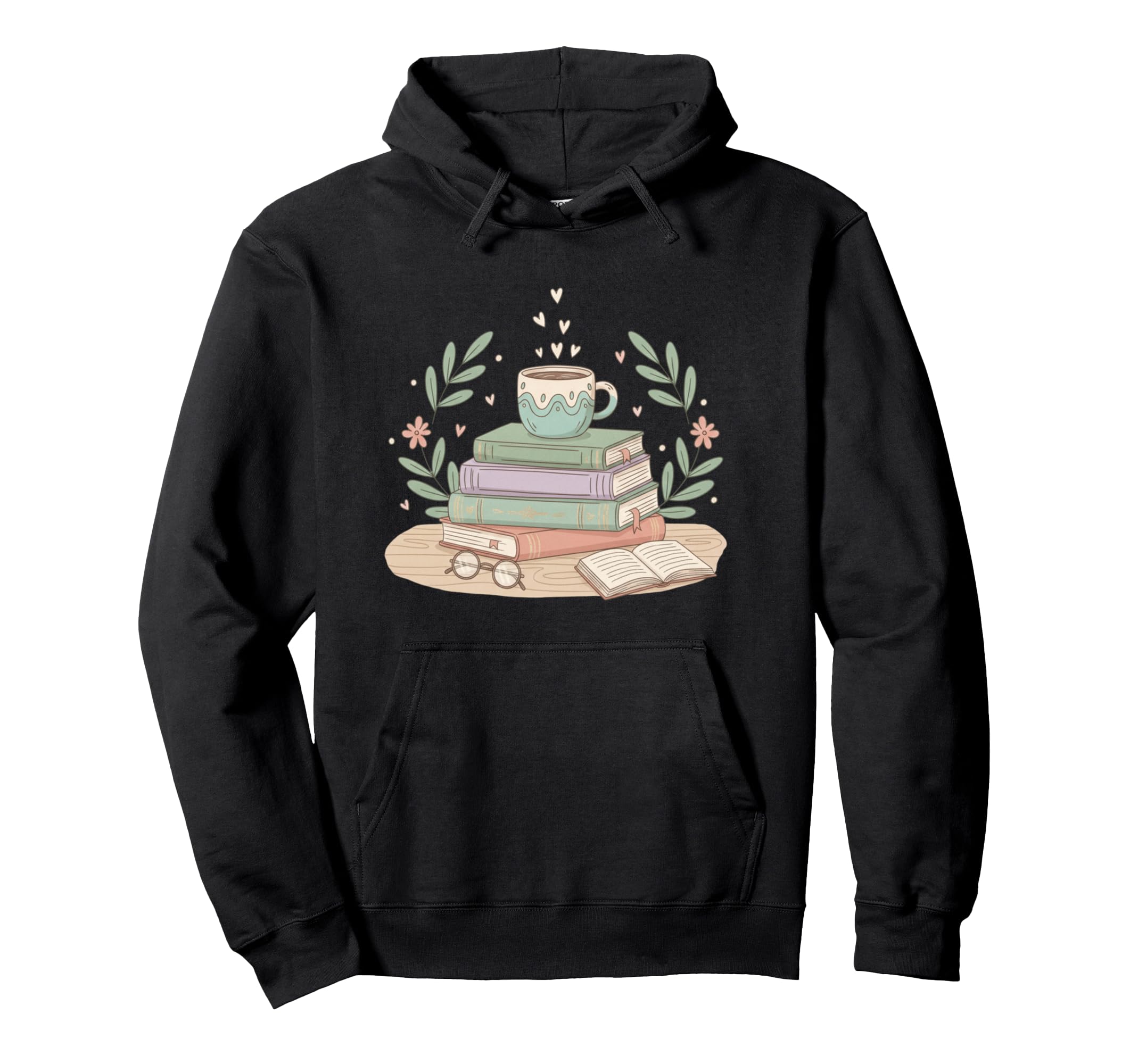 Book Lover Coffee Stack Reading Hoodie - Casual Everyday Wear for Adults - T-Shirt, Sweatshirt, Hoodie