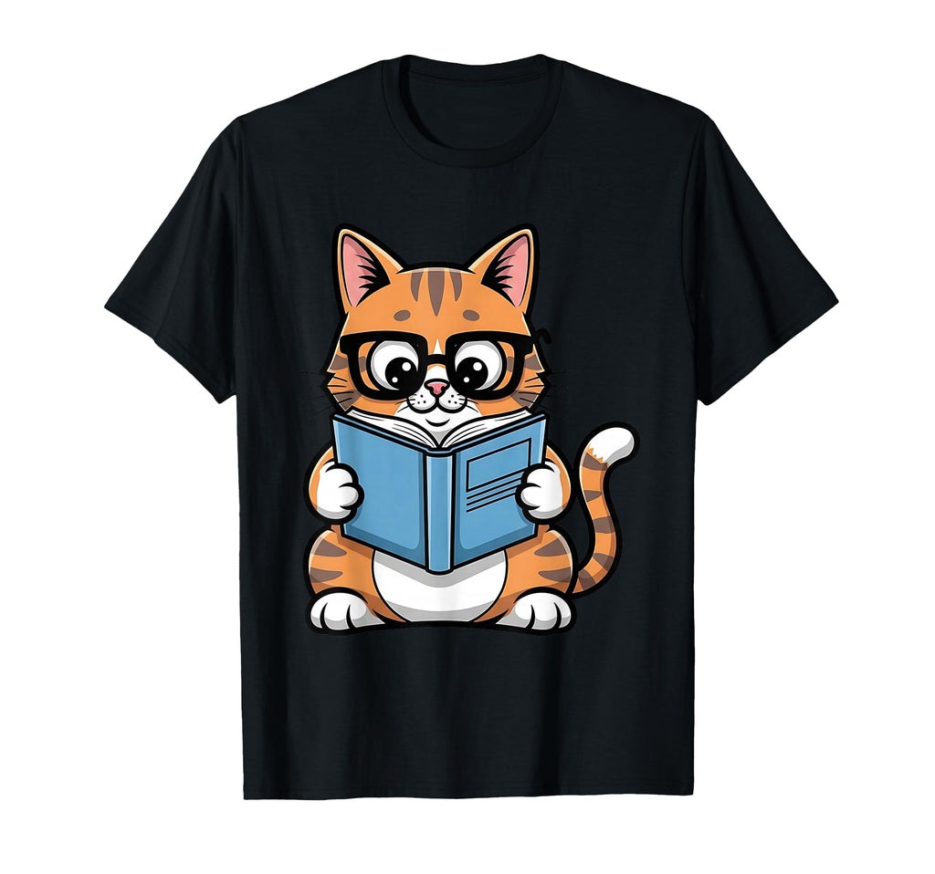Cat Reading Book Nerd Kitty Bookworm T-Shirt - Graphic Print Men Women - T-Shirt, Sweatshirt, Hoodie