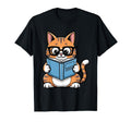 Cat Reading Book Nerd Kitty Bookworm T-Shirt - Graphic Print Men Women - T-Shirt, Sweatshirt, Hoodie
