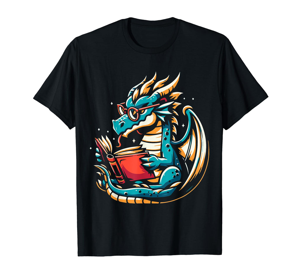 Dragon Reading Book Dragon T-Shirt - Fun Novelty Design Men Women - T-Shirt, Sweatshirt, Hoodie