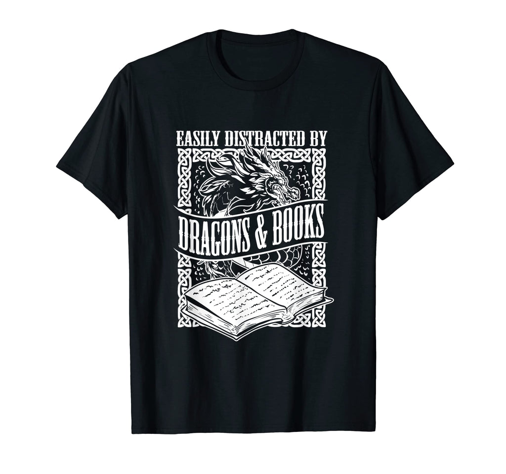 Easily Distracted Dragons Books Artwork T-Shirt - Trendy Graphic for Adults - T-Shirt, Sweatshirt, Hoodie