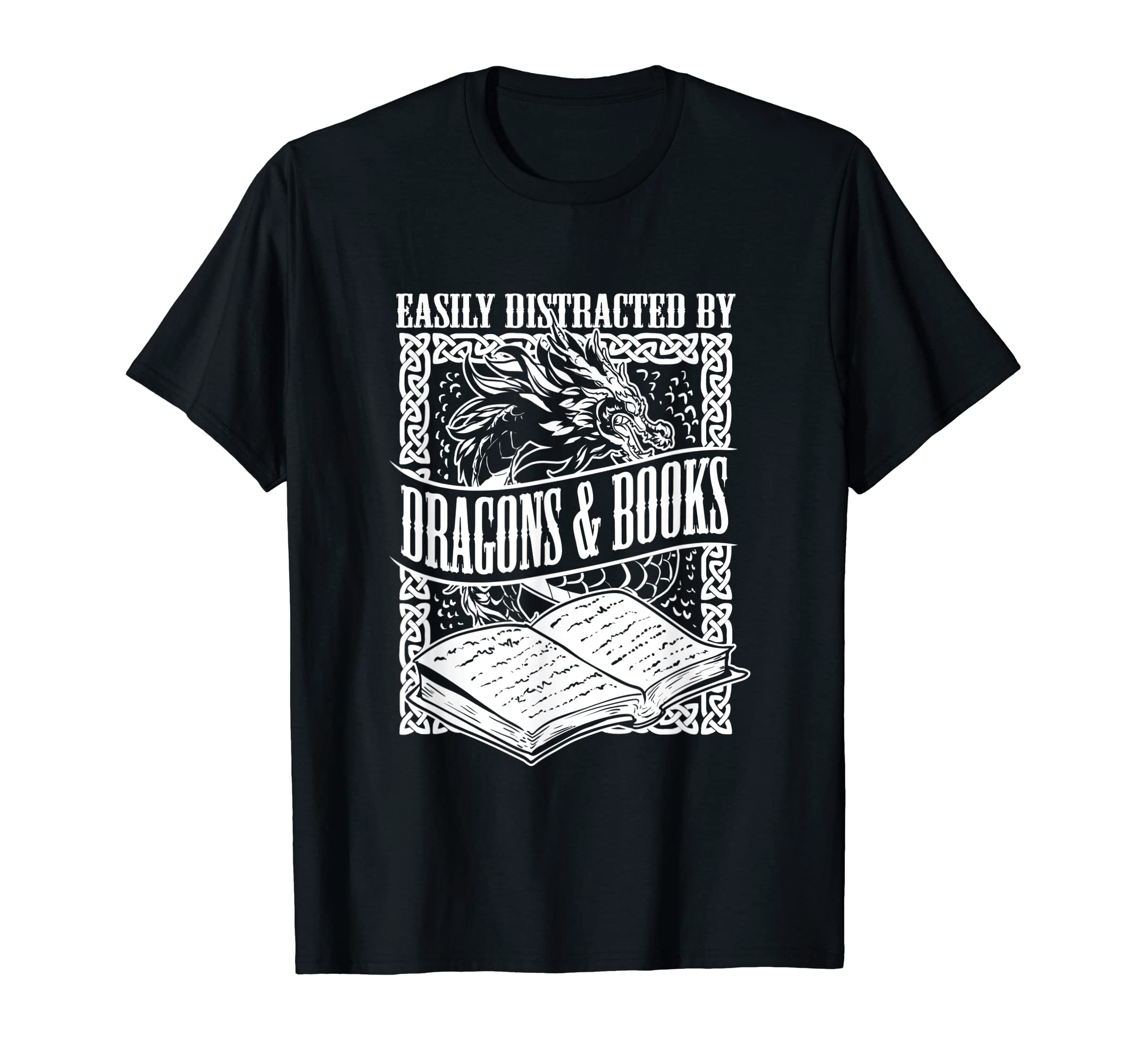 Easily Distracted Dragons Books Artwork T-Shirt - Trendy Graphic for Adults - T-Shirt, Sweatshirt, Hoodie