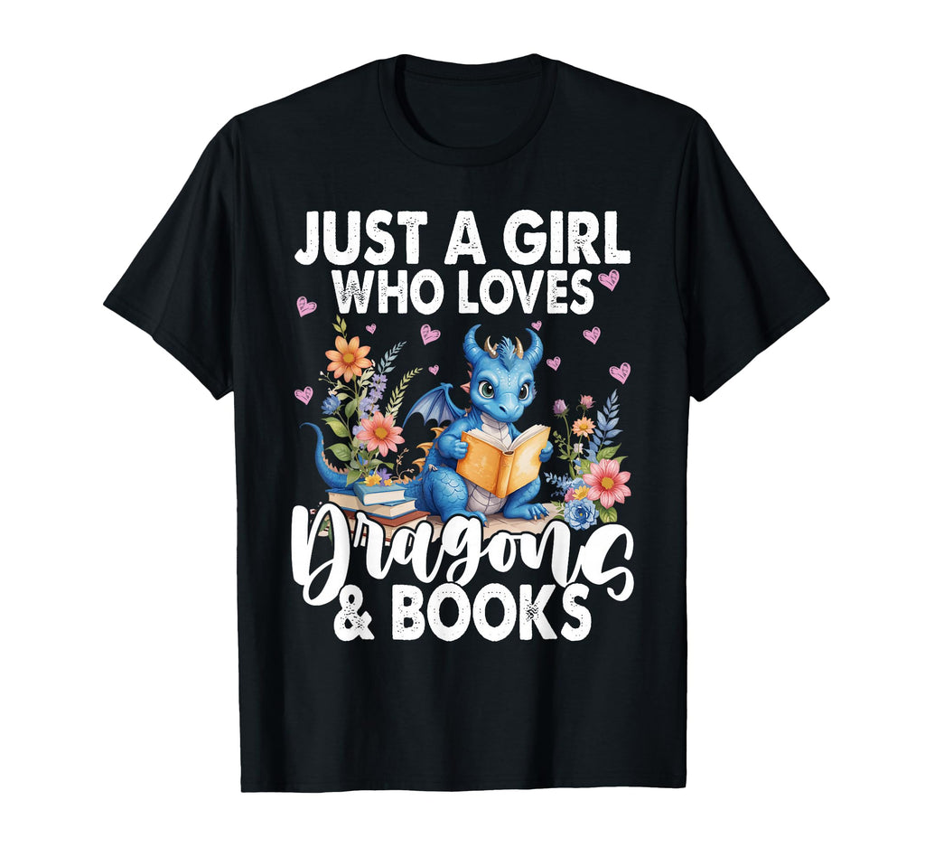 Just Who Loves Dragons And Books T-Shirt - Graphic Print for Adults - T-Shirt, Sweatshirt, Hoodie
