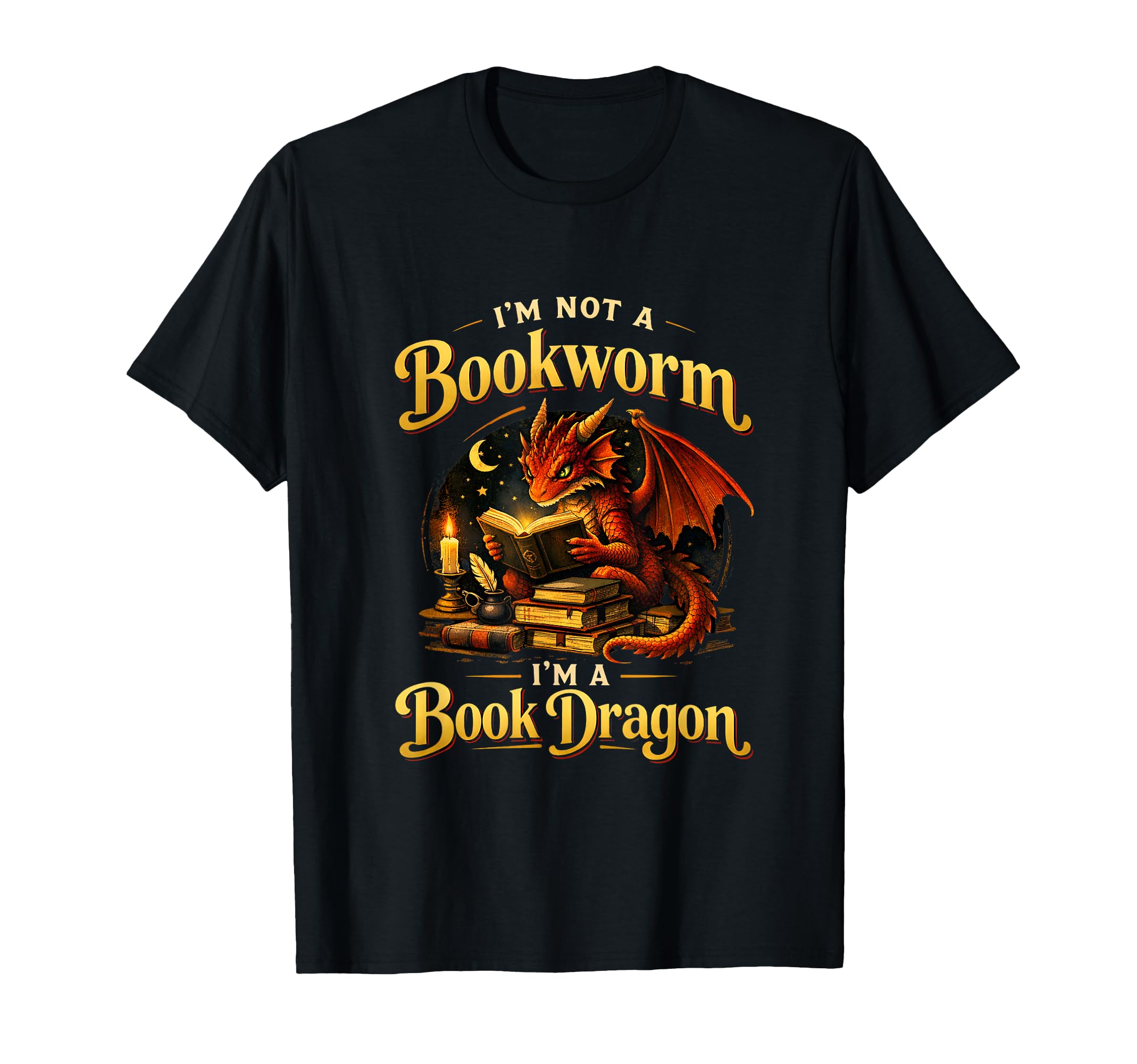 Book Dragon Fantasy Bookworm Reader T-Shirt - Minimalist Print for Adults - T-Shirt, Sweatshirt, Hoodie