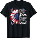 Home of The Free Because of The Brave Floral 4th of July T-Shirt Unisex T-shirt, Sweatshirt, Hoodie, Long Sleeve Tee - T-Shirt, Sweatshirt, Hoodie