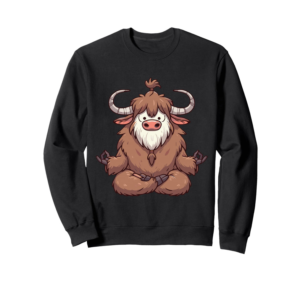 Meditation Yak Yoga Pose Relaxing Sweatshirt - Minimalist Print Men Women - T-Shirt, Sweatshirt, Hoodie
