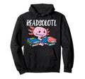 Readsolotl Axolotl Reading Book Hoodie - Minimalist Print for Adults - T-Shirt, Sweatshirt, Hoodie