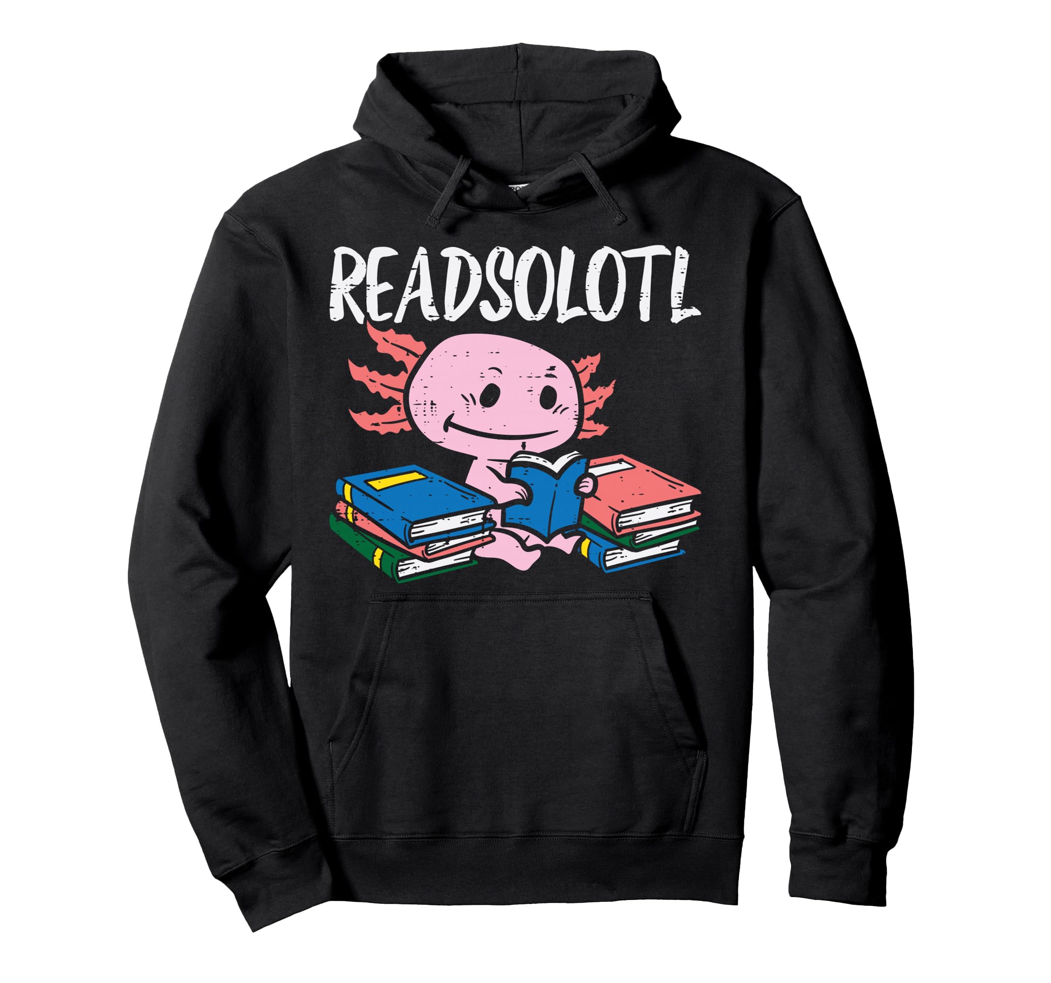 Readsolotl Axolotl Reading Book Hoodie - Minimalist Print for Adults - T-Shirt, Sweatshirt, Hoodie