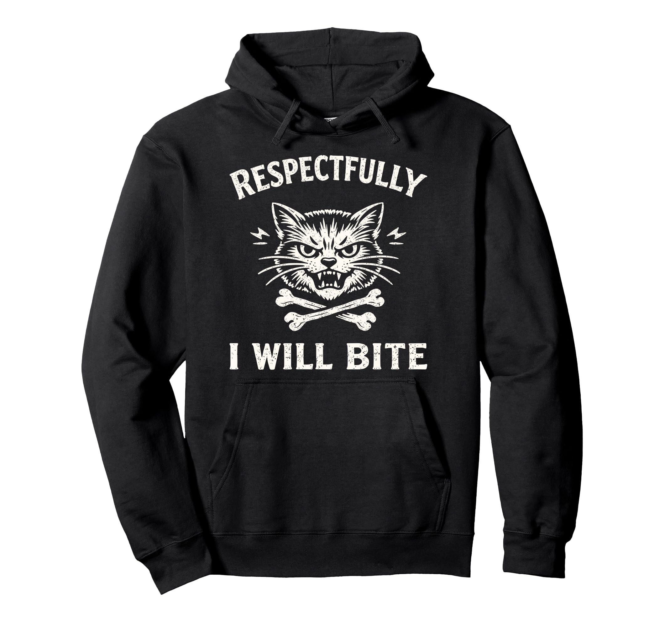 Respectfully I Will Bite Cat Hoodie - Streetwear Style Unisex - T-Shirt, Sweatshirt, Hoodie