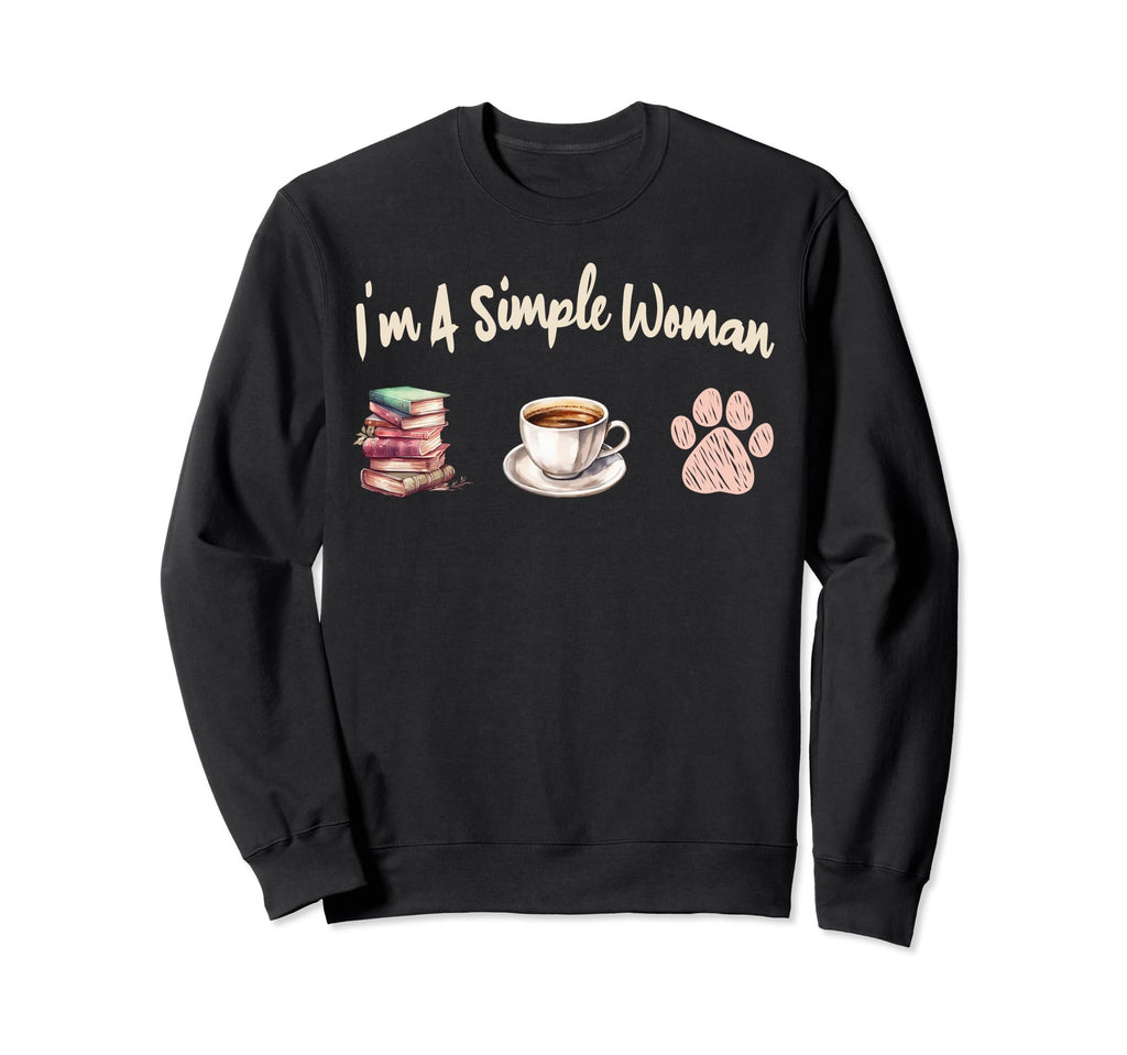 Im Simple Books Coffee Dog Lover Sweatshirt - Graphic Print Men Women - T-Shirt, Sweatshirt, Hoodie