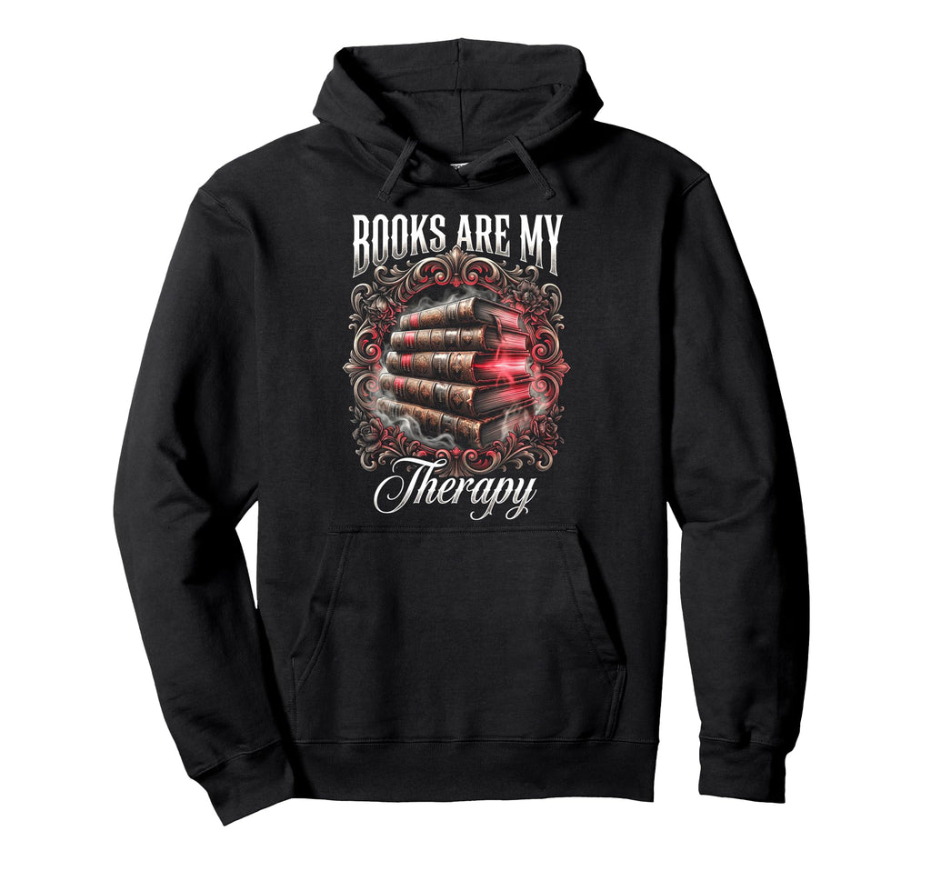 Books Are My Therapy Bookworm Reader Hoodie - Aesthetic Graphic for Adults - T-Shirt, Sweatshirt, Hoodie