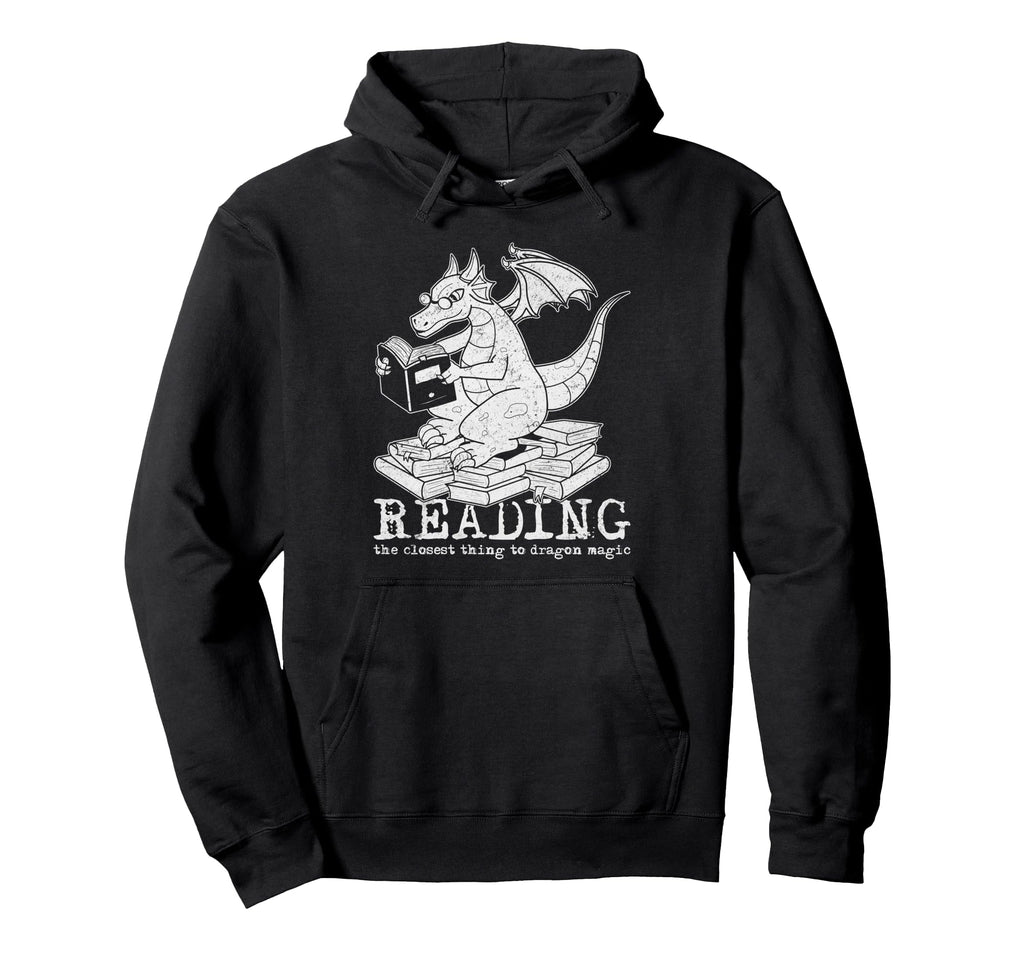 Magical Dragon Reading Books Hoodie - Fun Novelty Design for Adults - T-Shirt, Sweatshirt, Hoodie