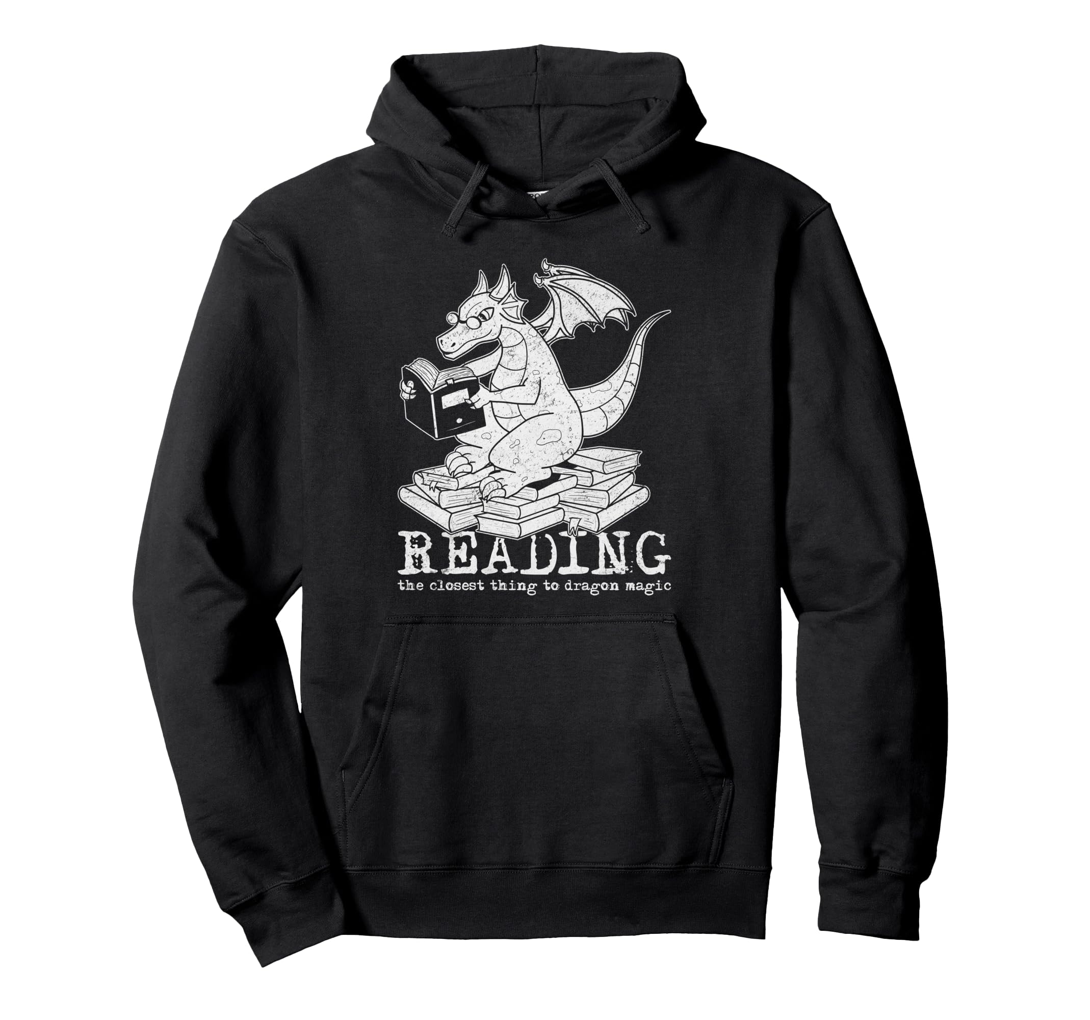 Magical Dragon Reading Books Hoodie - Fun Novelty Design for Adults - T-Shirt, Sweatshirt, Hoodie