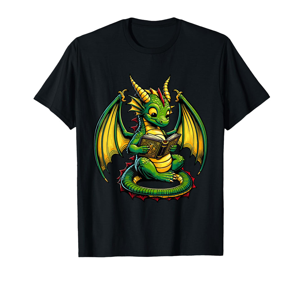 Dragon Reading Book Bookworm Books T-Shirt - Minimalist Print Men Women - T-Shirt, Sweatshirt, Hoodie