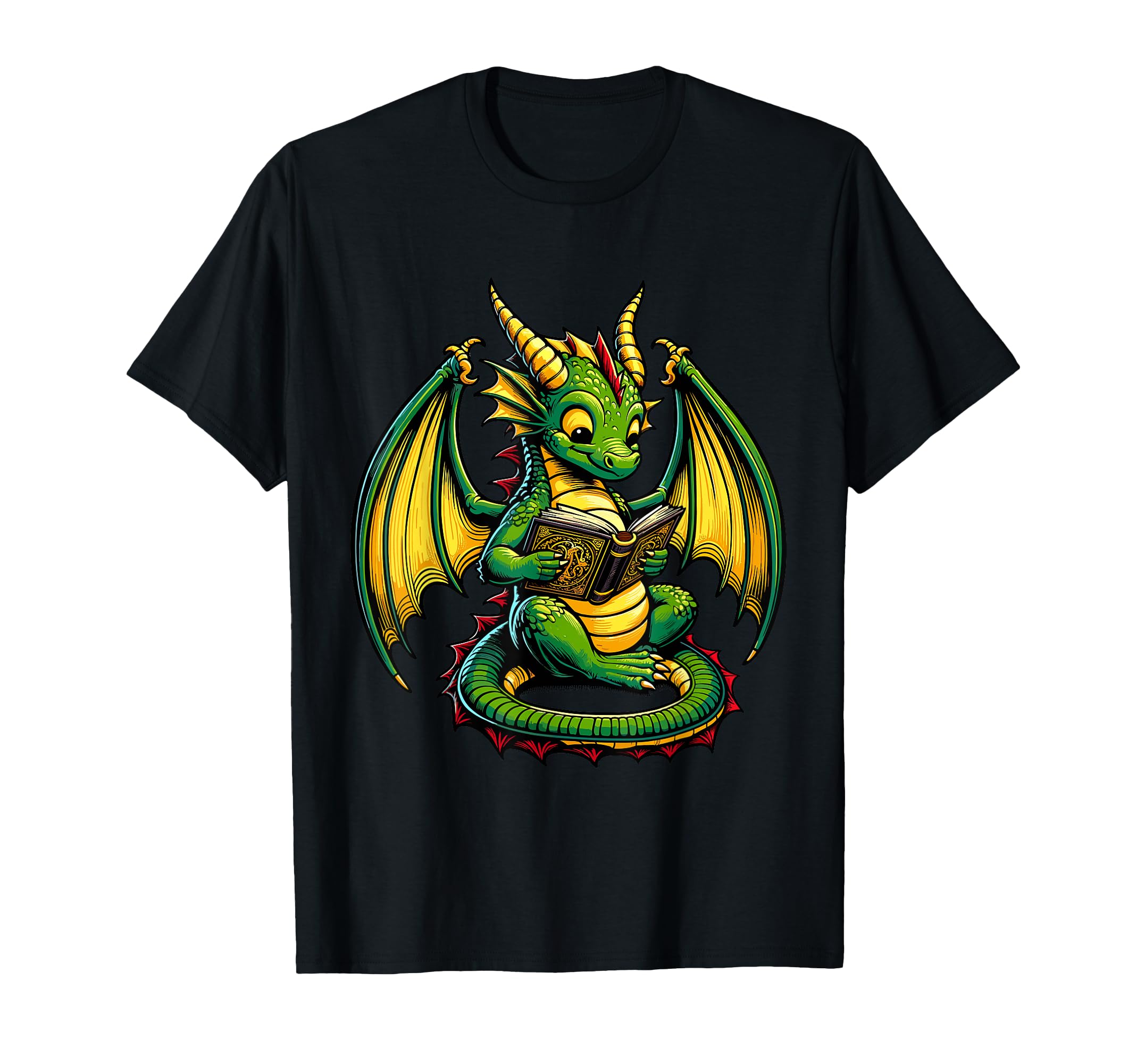 Dragon Reading Book Bookworm Books T-Shirt - Minimalist Print Men Women - T-Shirt, Sweatshirt, Hoodie