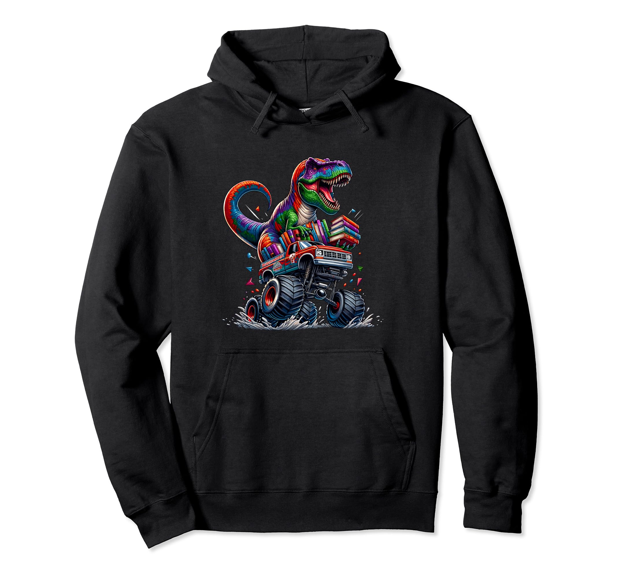 Funny T Rex Monster Truck Book Club Hoodie - Streetwear Style for Adults - T-Shirt, Sweatshirt, Hoodie