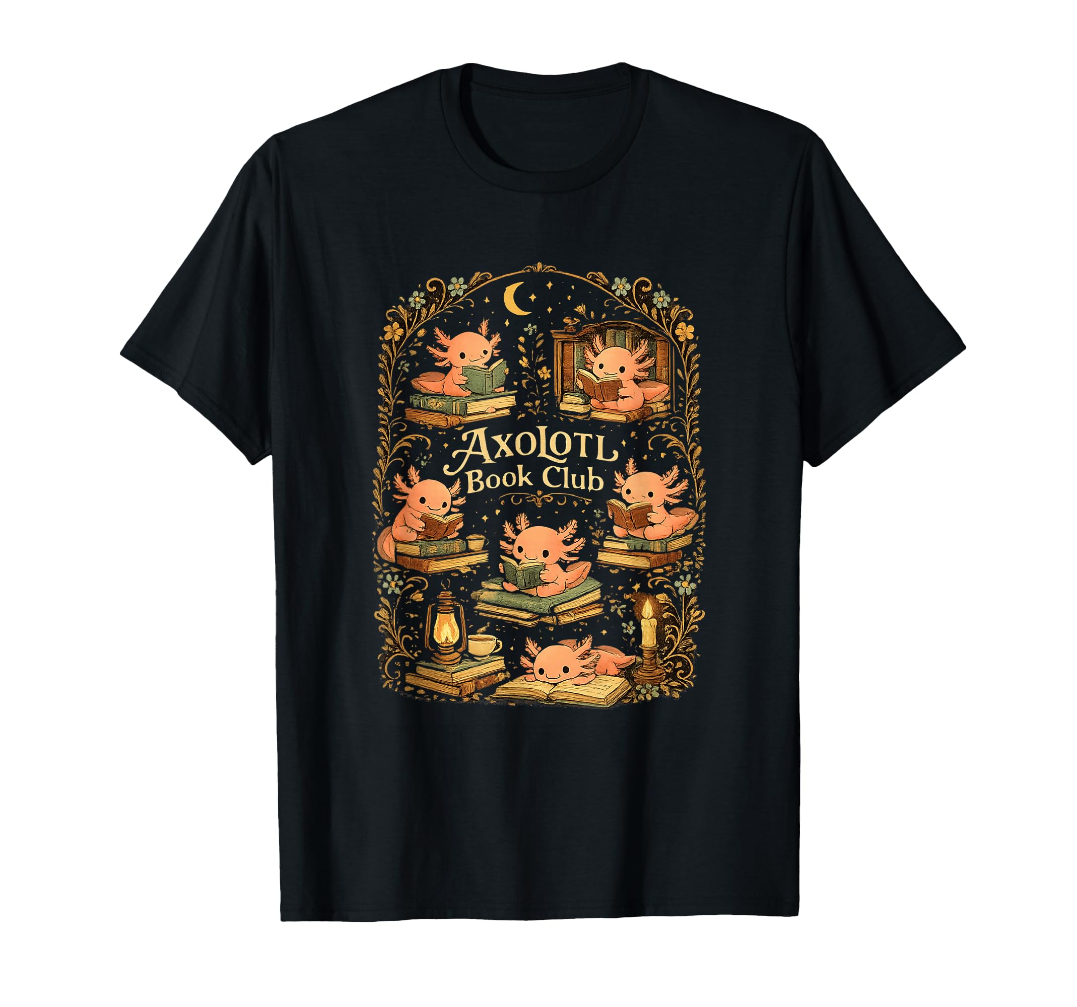 Axolotl Book Club Cozy Reader Art T-Shirt - Fun Novelty Design Unisex - T-Shirt, Sweatshirt, Hoodie