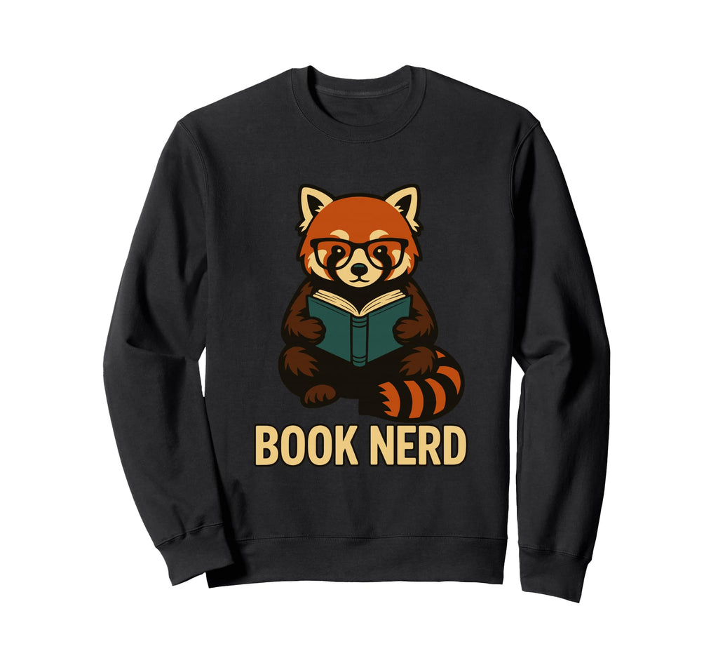 Book Nerd Red Panda Reading Sweatshirt - Casual Everyday Wear Unisex - T-Shirt, Sweatshirt, Hoodie