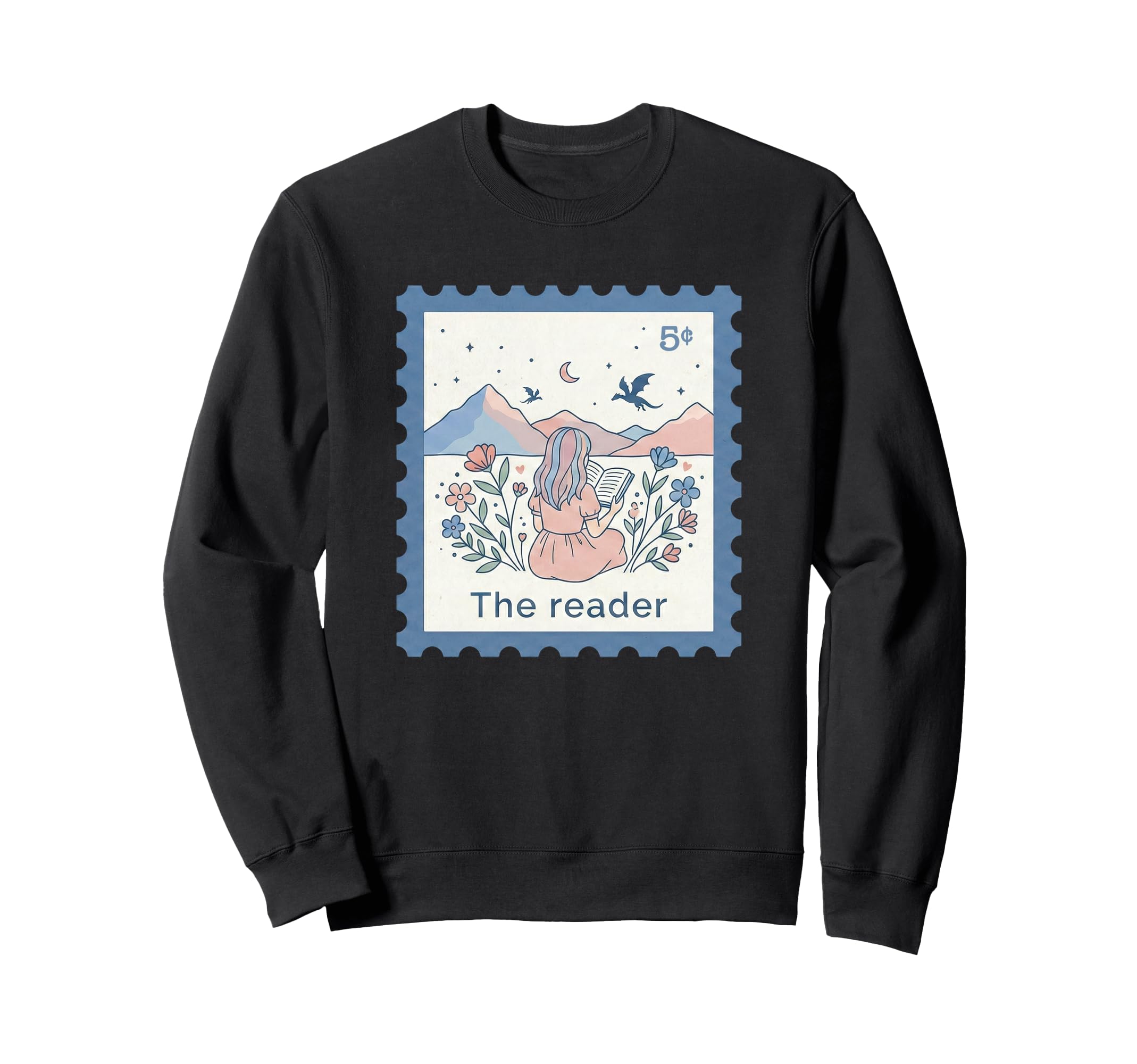 Reader Fantasy Bookish Postage Stamp Sweatshirt - Streetwear Style Unisex - T-Shirt, Sweatshirt, Hoodie