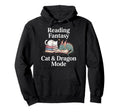 Fantasy Book Fun Lover Cat Dragon Hoodie - Unique Graphic Men Women - T-Shirt, Sweatshirt, Hoodie