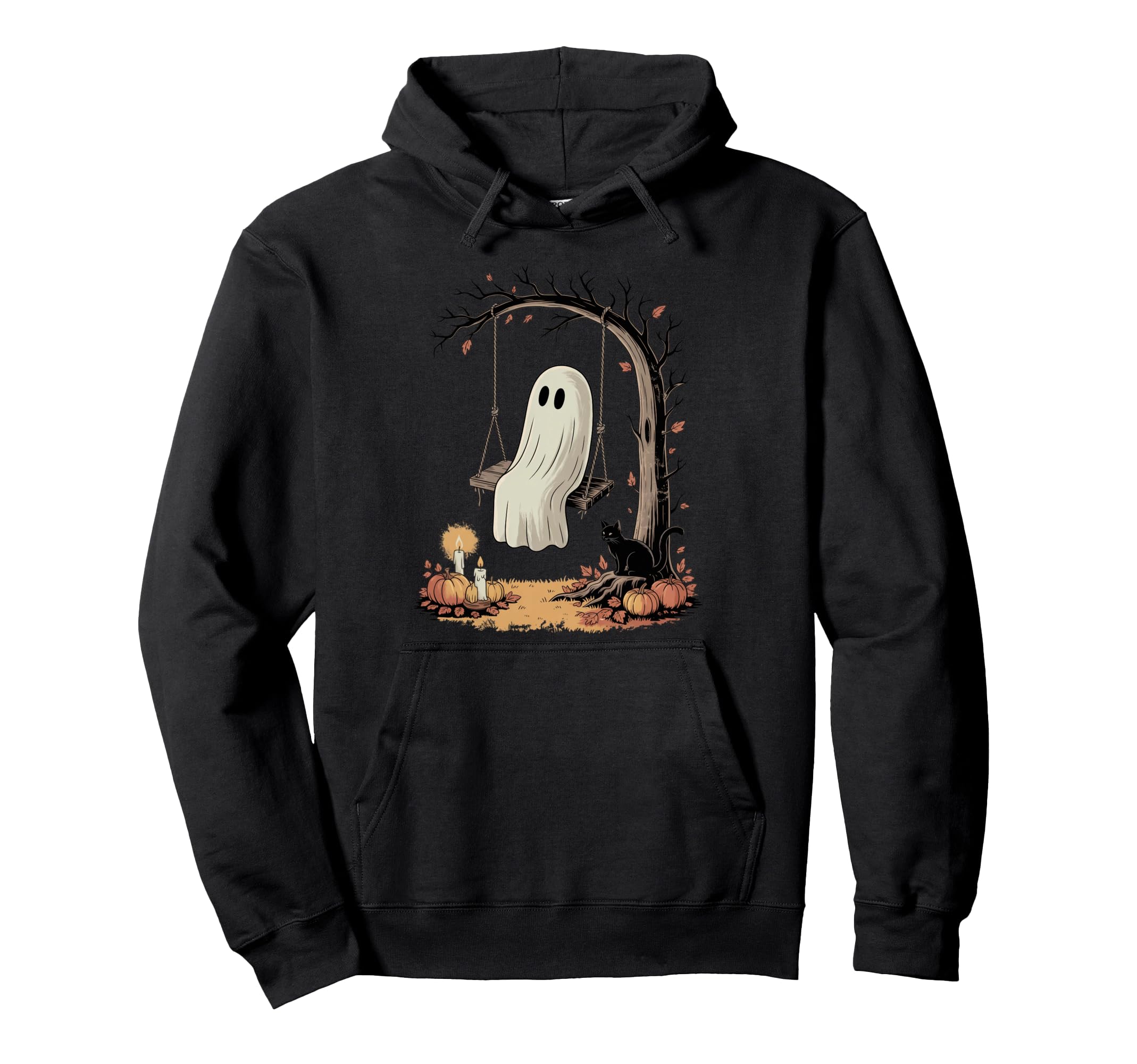 Ghost Reading Books Outside Swinging Hoodie - Custom Art Print Unisex - T-Shirt, Sweatshirt, Hoodie