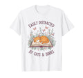 Easily Distracted Cats And Books Funny T-Shirt - Graphic Print Unisex - T-Shirt, Sweatshirt, Hoodie