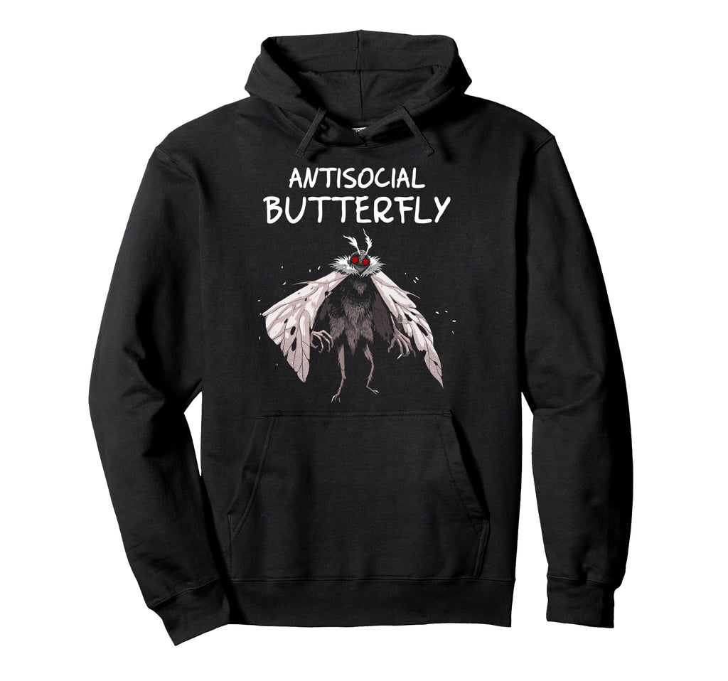 Mothman Antisocial Butterfly Introvert Hoodie - Graphic Print for Adults - T-Shirt, Sweatshirt, Hoodie
