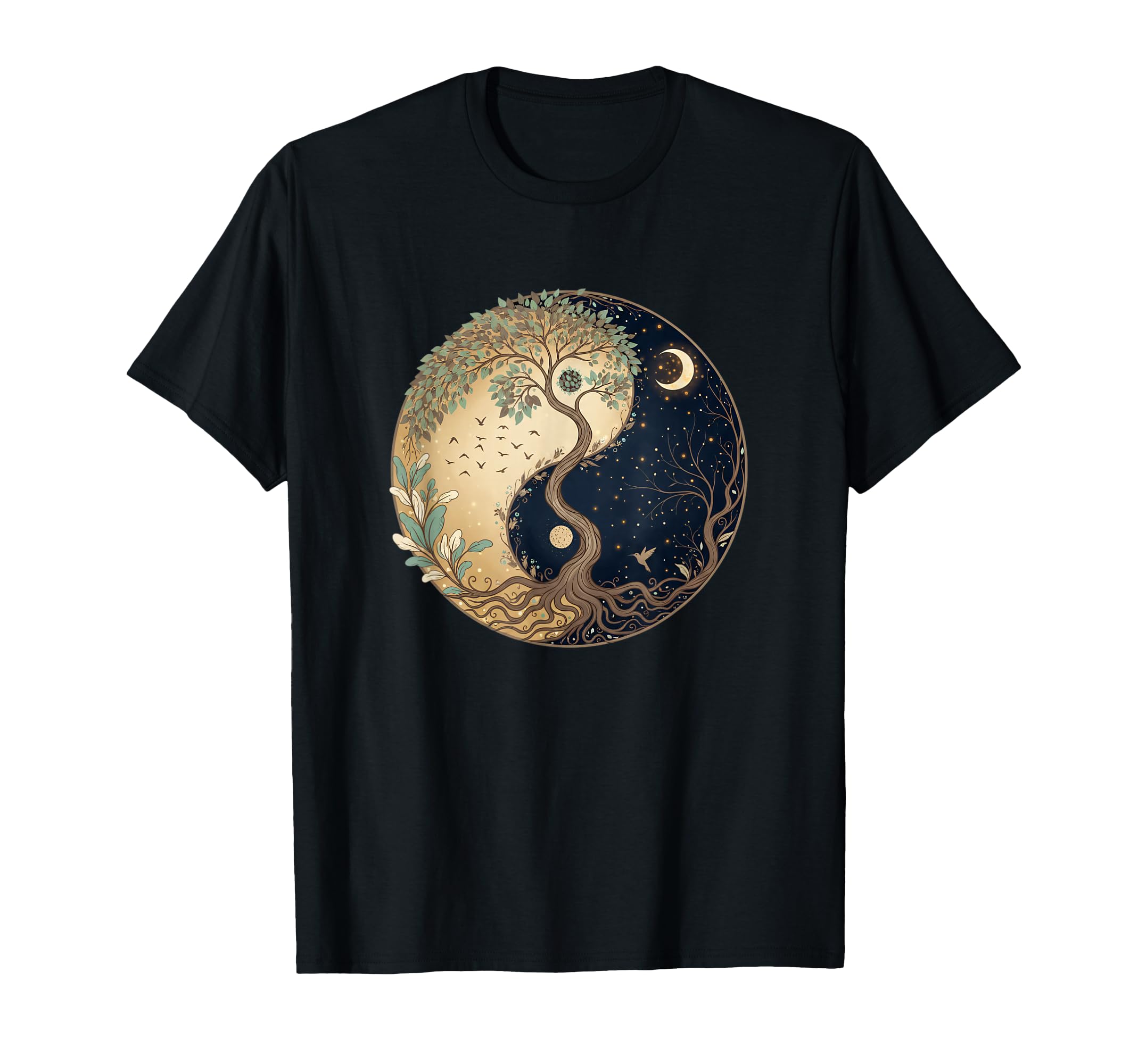Yin Yang Tree Life Meditation Balance T-Shirt - Unique Graphic Men Women - T-Shirt, Sweatshirt, Hoodie