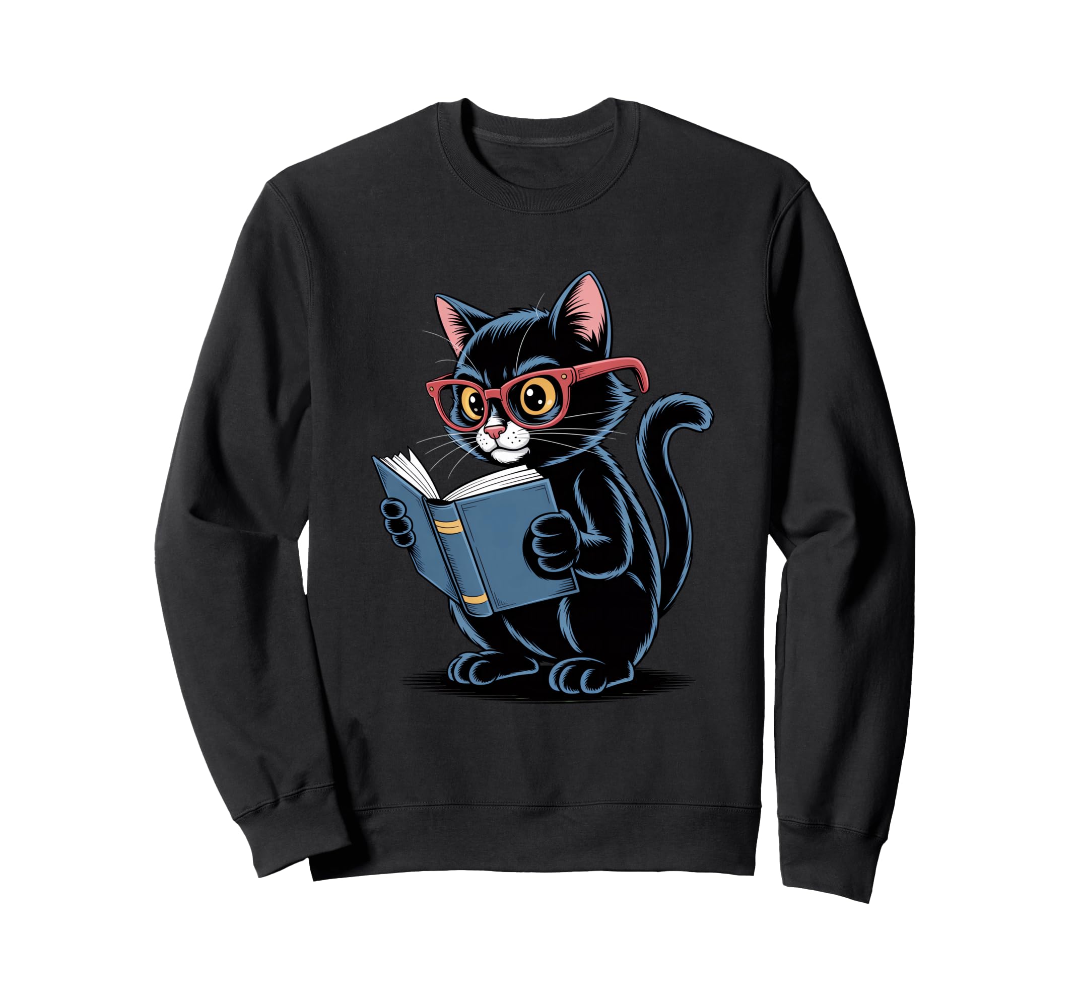 Cat Reading Book Nerd Kitty Sweatshirt - Aesthetic Graphic Men Women - T-Shirt, Sweatshirt, Hoodie