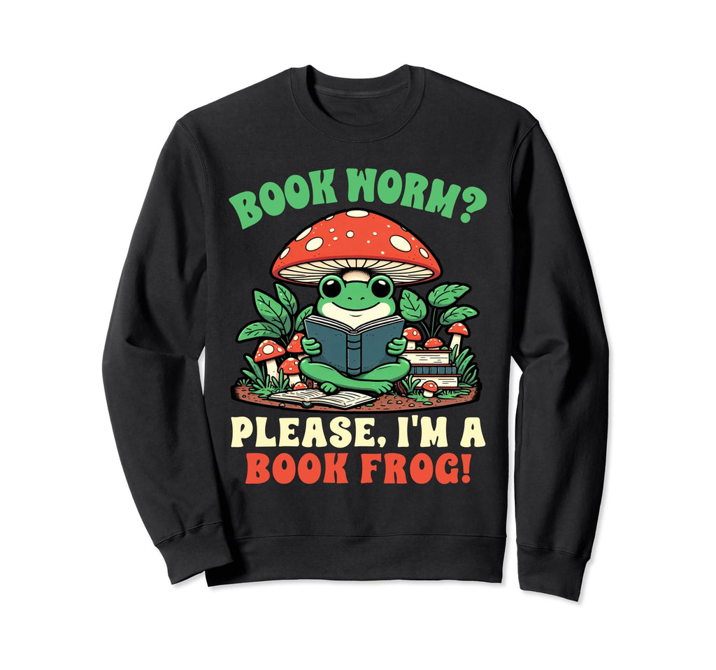 Book Lover Frog Reading Sweatshirt - Casual Everyday Wear for Adults - T-Shirt, Sweatshirt, Hoodie