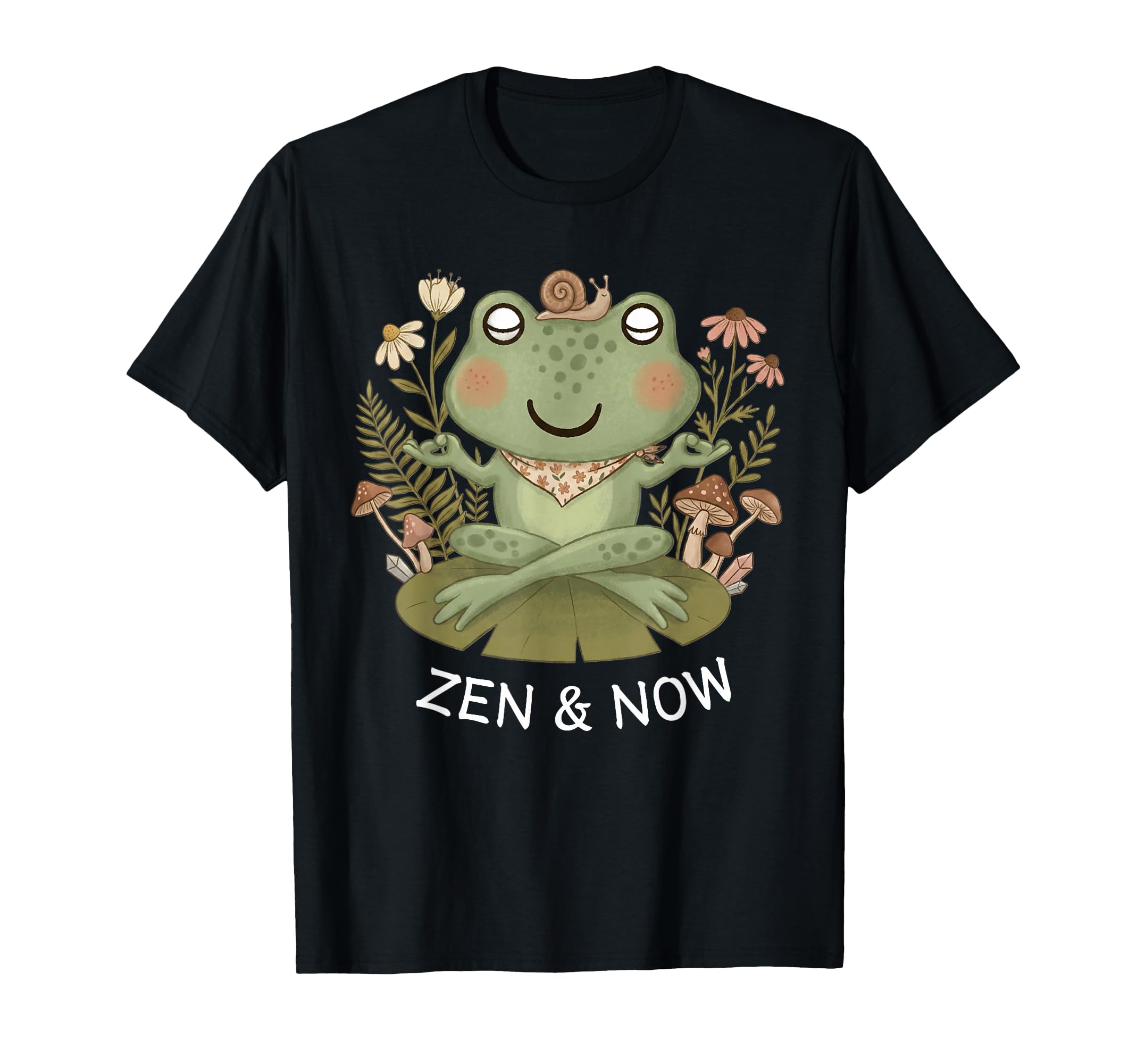 Zen And Now Frog Funny Meditation Yoga T-Shirt - Graphic Print for Adults - T-Shirt, Sweatshirt, Hoodie