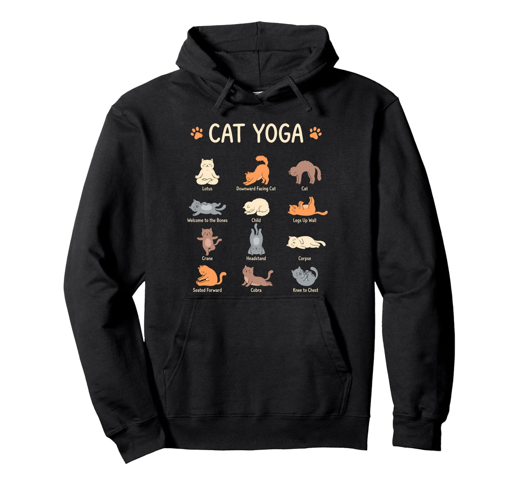 Funny Cat Yoga Poses Cats Meditation Hoodie - Custom Art Print for Adults - T-Shirt, Sweatshirt, Hoodie