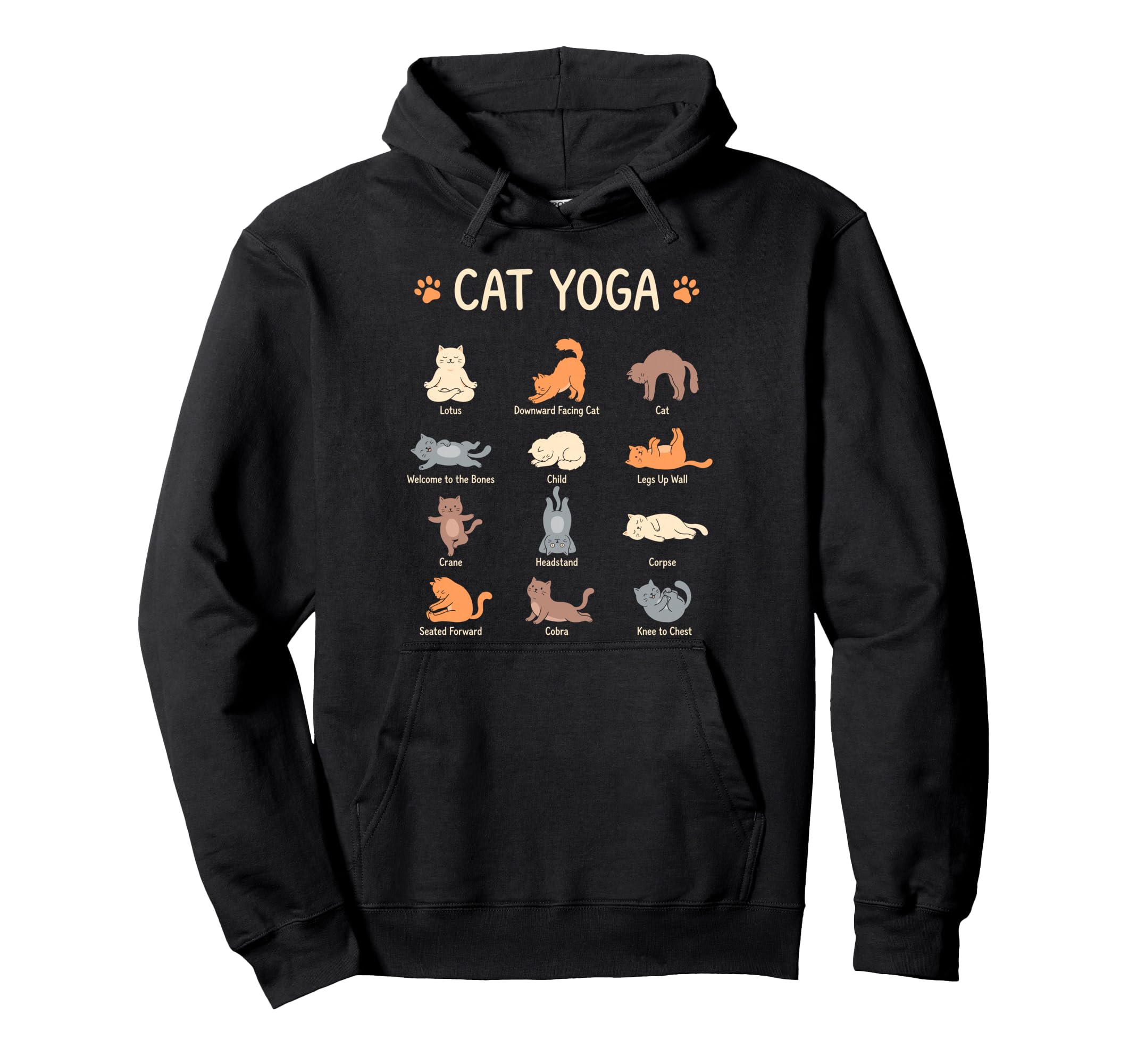 Funny Cat Yoga Poses Cats Meditation Hoodie - Custom Art Print for Adults - T-Shirt, Sweatshirt, Hoodie