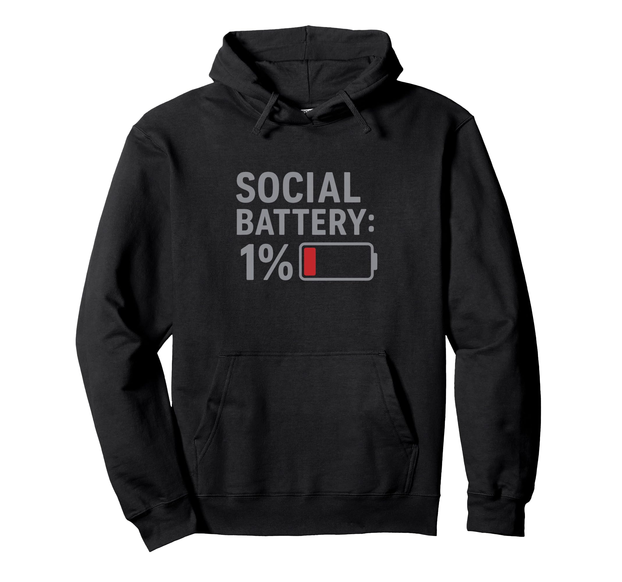 Social Battery 1 Percent Funny Introvert Hoodie - Custom Art Print Unisex - T-Shirt, Sweatshirt, Hoodie
