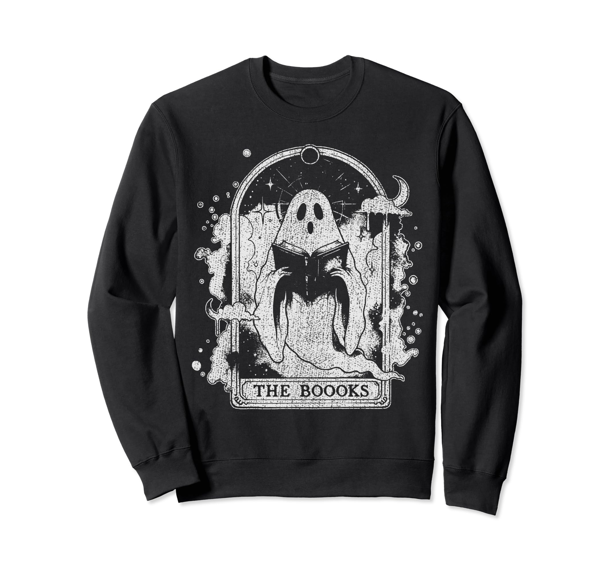 Distressed Tarot Card Book Ghost Sweatshirt - Minimalist Print Men Women - T-Shirt, Sweatshirt, Hoodie