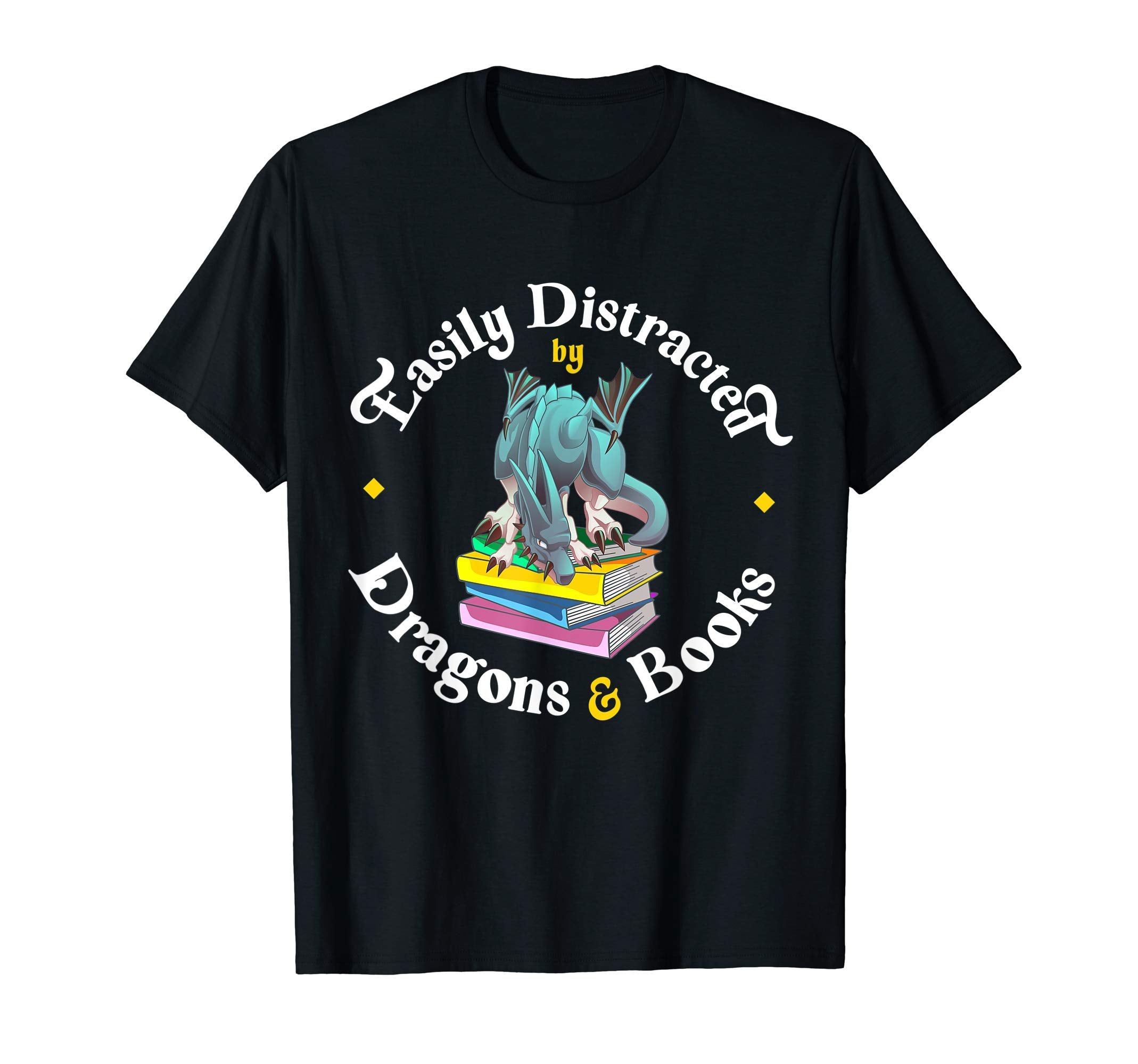 Easily Distracted Dragons And Books T-Shirt - Minimalist Print Unisex - T-Shirt, Sweatshirt, Hoodie