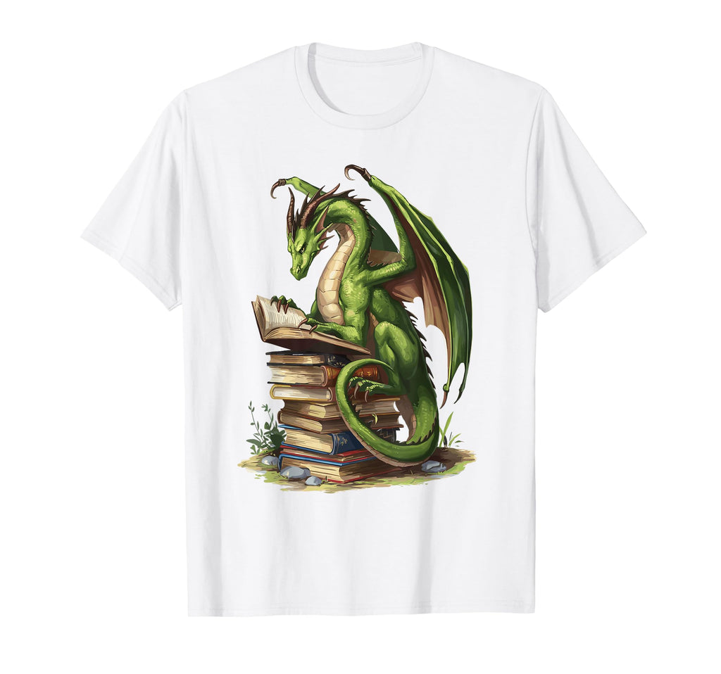 Bookworm Dragons Reading Book Love T-Shirt - Custom Art Print Men Women - T-Shirt, Sweatshirt, Hoodie