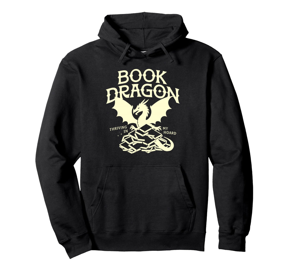 Book Dragon Thriving My Hoard Reader Hoodie - Minimalist Print for Adults - T-Shirt, Sweatshirt, Hoodie