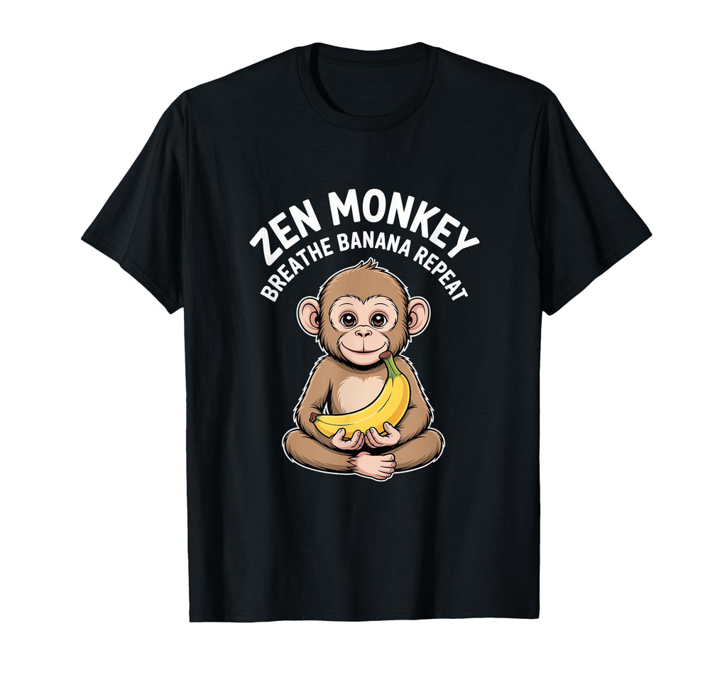 Zen Monkey Breathe Banana Repeat T-Shirt - Trendy Graphic Men Women - T-Shirt, Sweatshirt, Hoodie