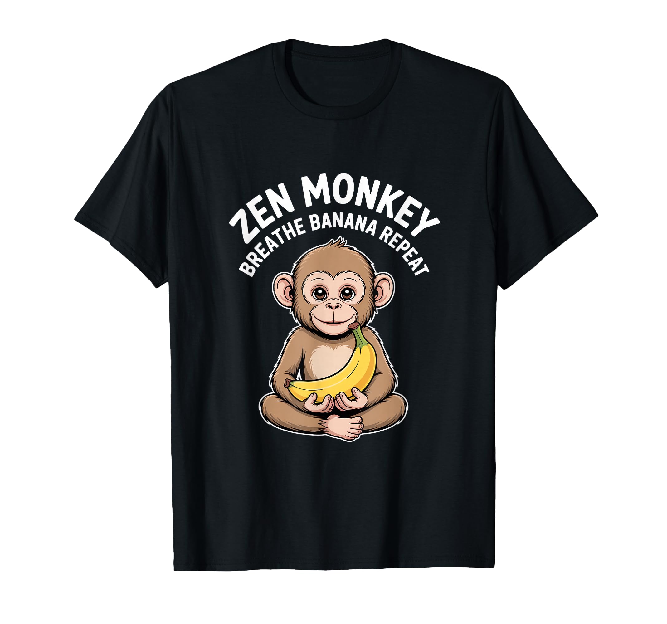 Zen Monkey Breathe Banana Repeat T-Shirt - Trendy Graphic Men Women - T-Shirt, Sweatshirt, Hoodie