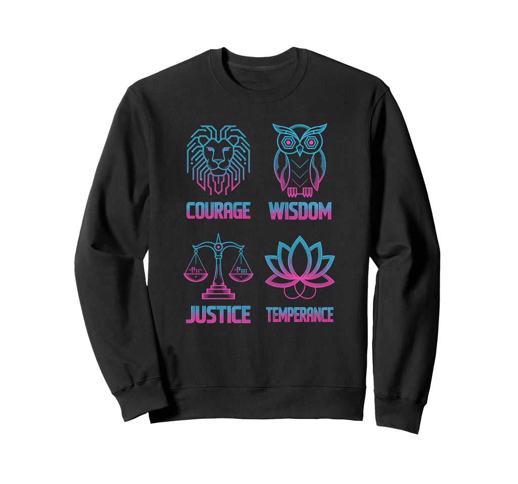 Courage Wisdom Justice And Temperance Sweatshirt - Trendy Graphic Unisex - T-Shirt, Sweatshirt, Hoodie
