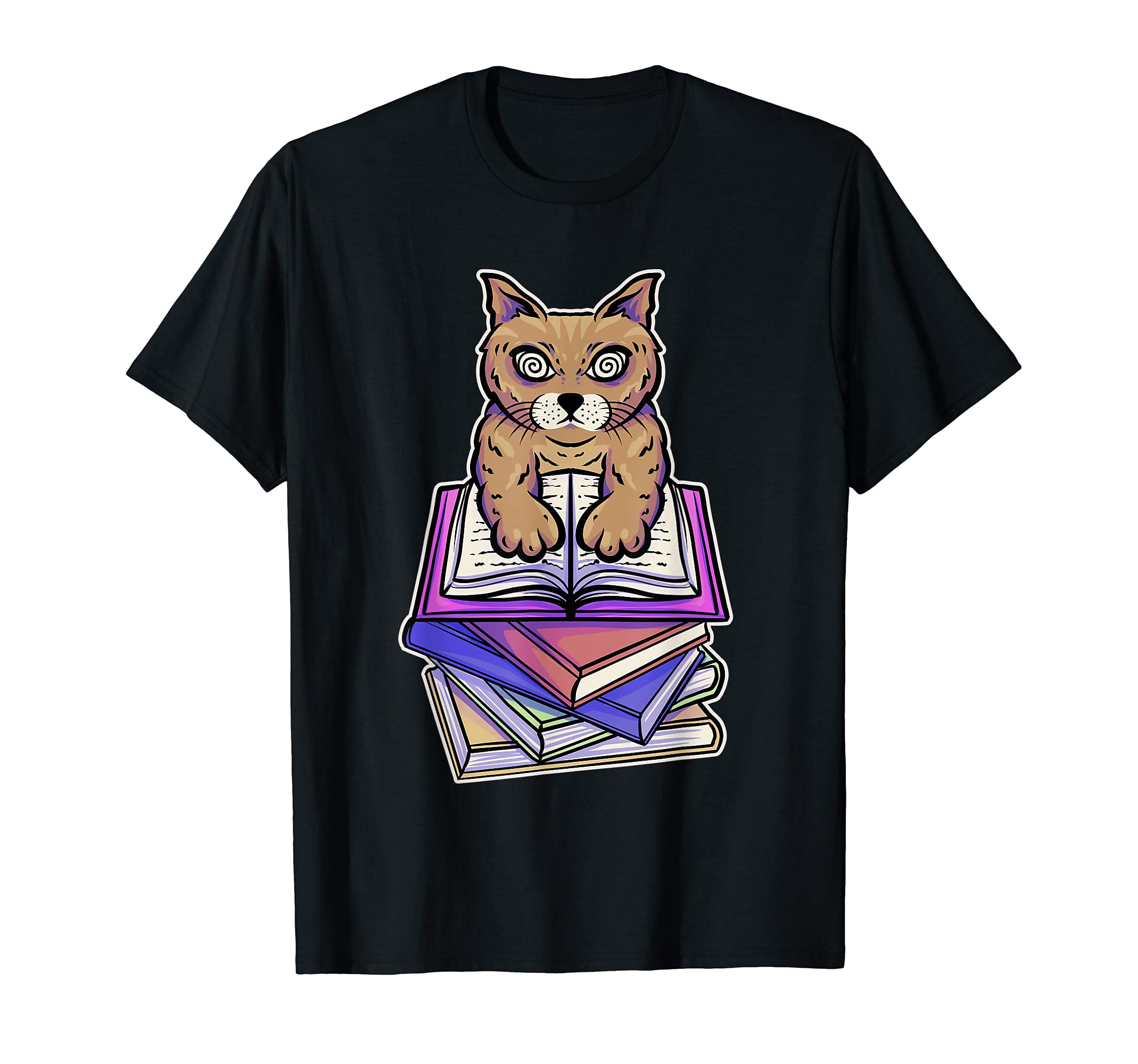 Cat Reading Books Coffee Relaxing T-Shirt - Unique Graphic Unisex - T-Shirt, Sweatshirt, Hoodie