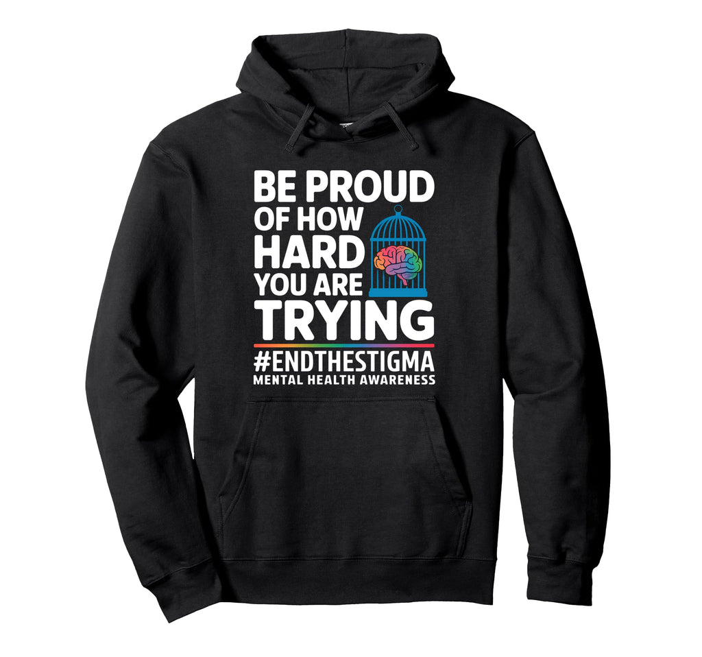 Mental Health Awareness Colorful Brain Hoodie - Minimalist Print Men Women - T-Shirt, Sweatshirt, Hoodie