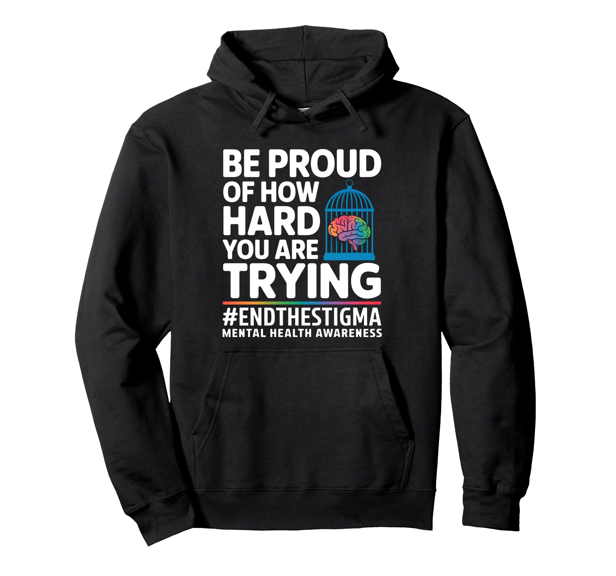 Mental Health Awareness Colorful Brain Hoodie - Minimalist Print Men Women - T-Shirt, Sweatshirt, Hoodie